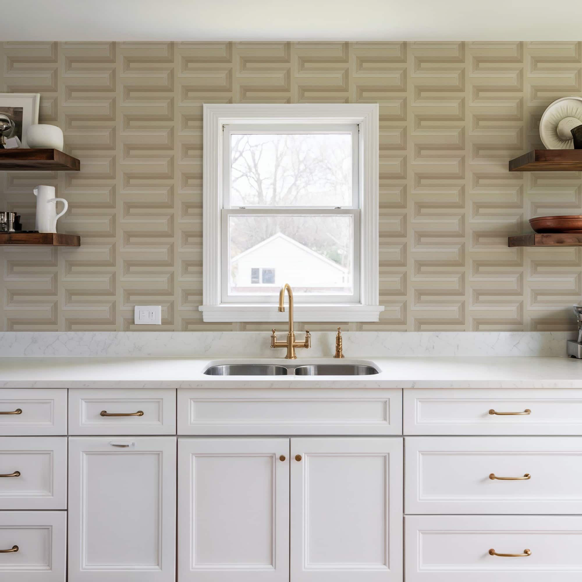 Designs Direct Embroidered Grecian Key Wallpaper