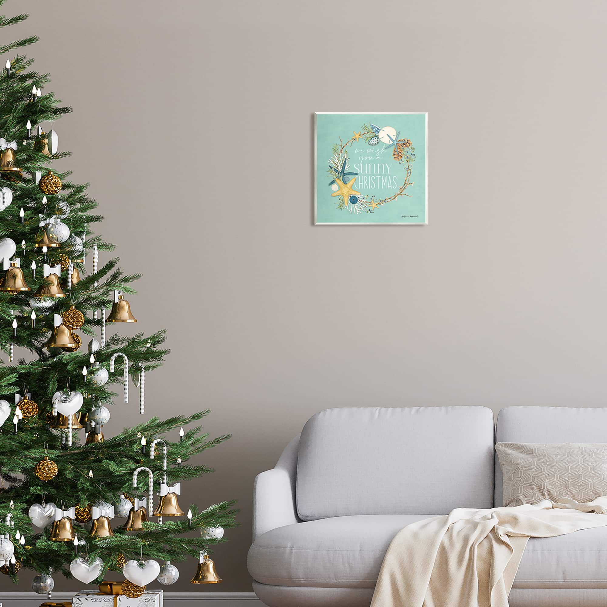 Stupell Industries Wish You A Sunny Christmas Wreath Wall Plaque Art