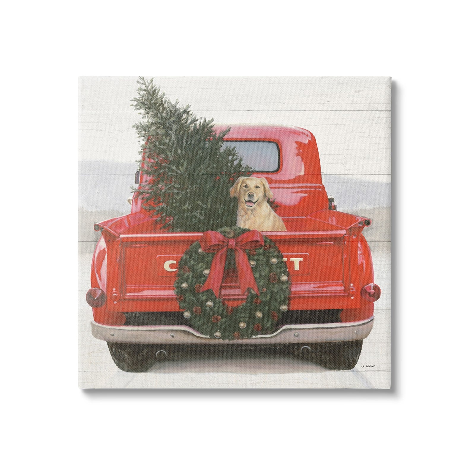 Stupell Industries Festive Dog in Truck Canvas Wall Art