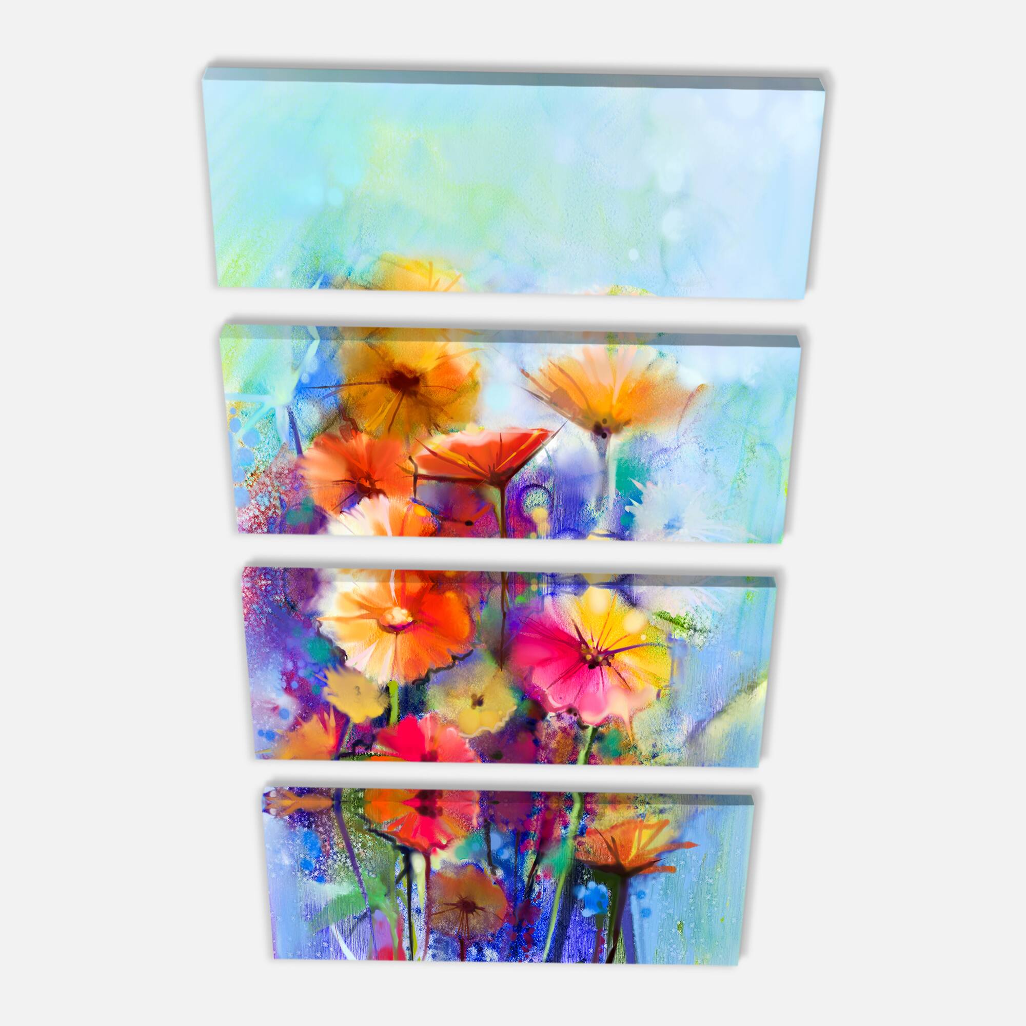 Designart - Abstract Floral Watercolor Painting - Large Floral Canvas Art Print