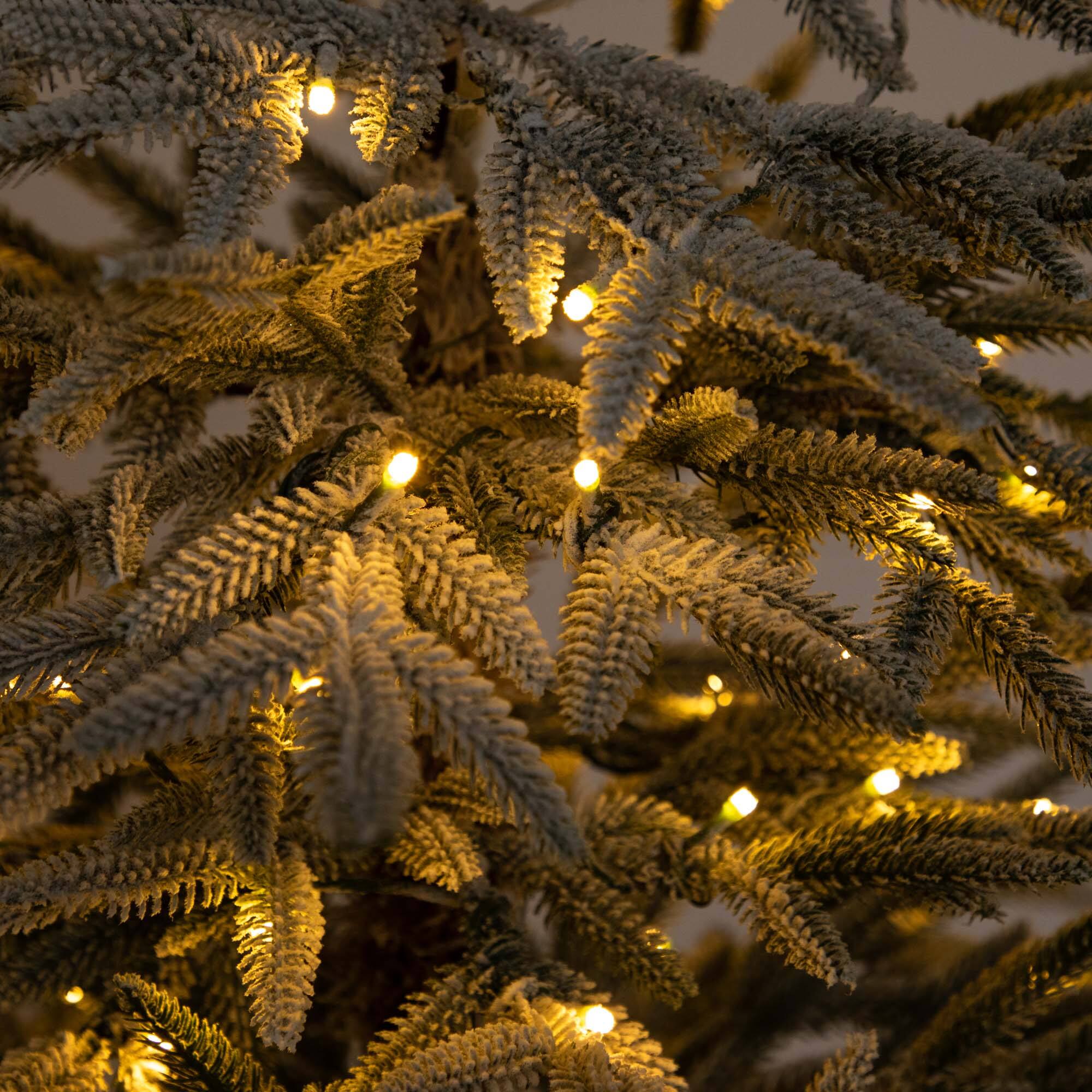 7ft. Pre-Lit Flocked Woodland Fir Artificial Christmas Tree, Warm White LED Lights