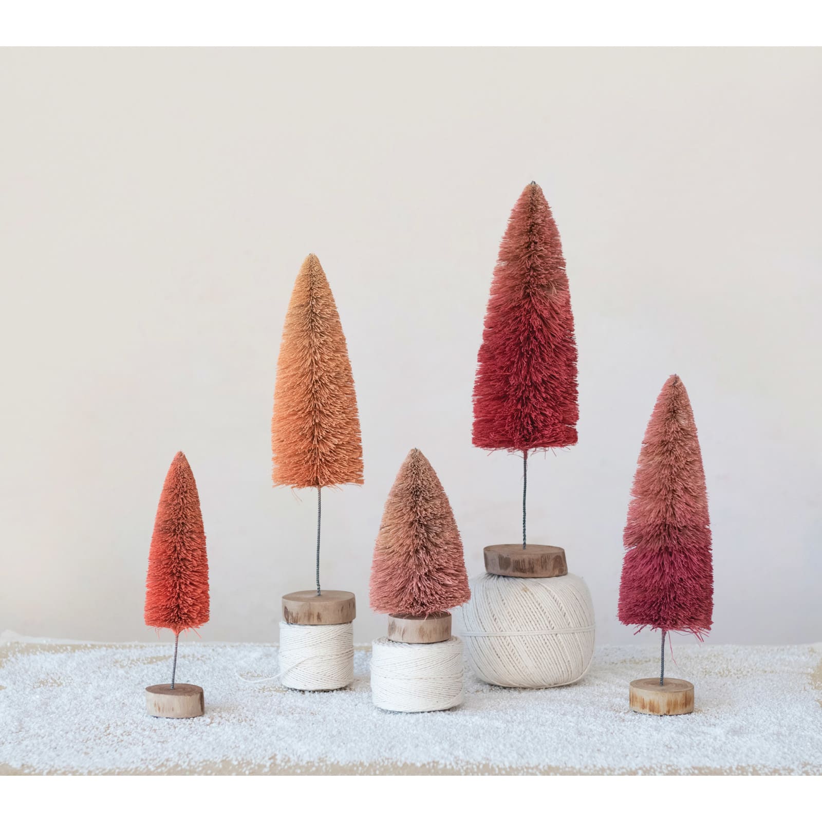 Hello Honey® 12" Peach Bottle Brush Tree with Wood Base
