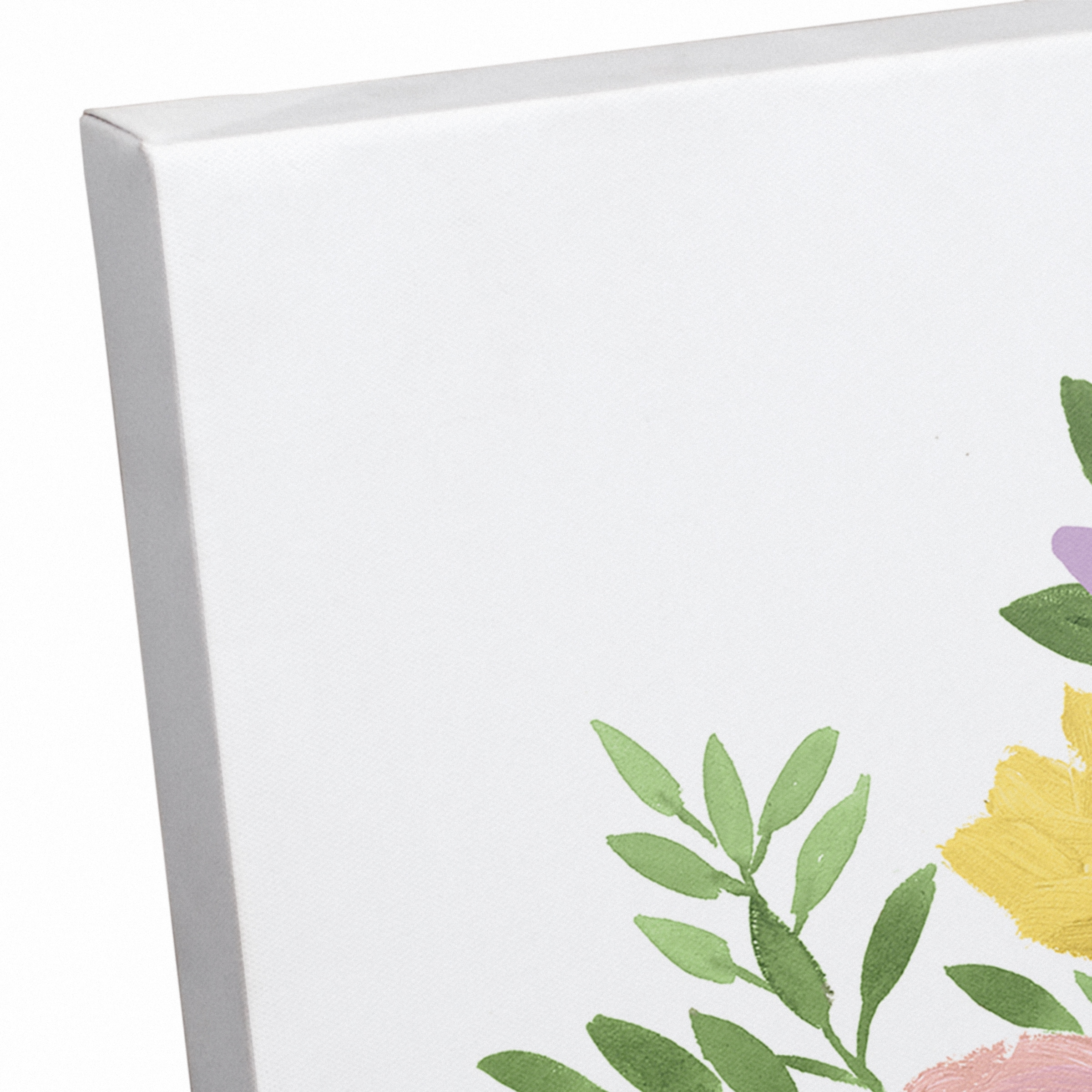 Happy Easter Floral Bunny 16" x 16" Canvas Wall Art