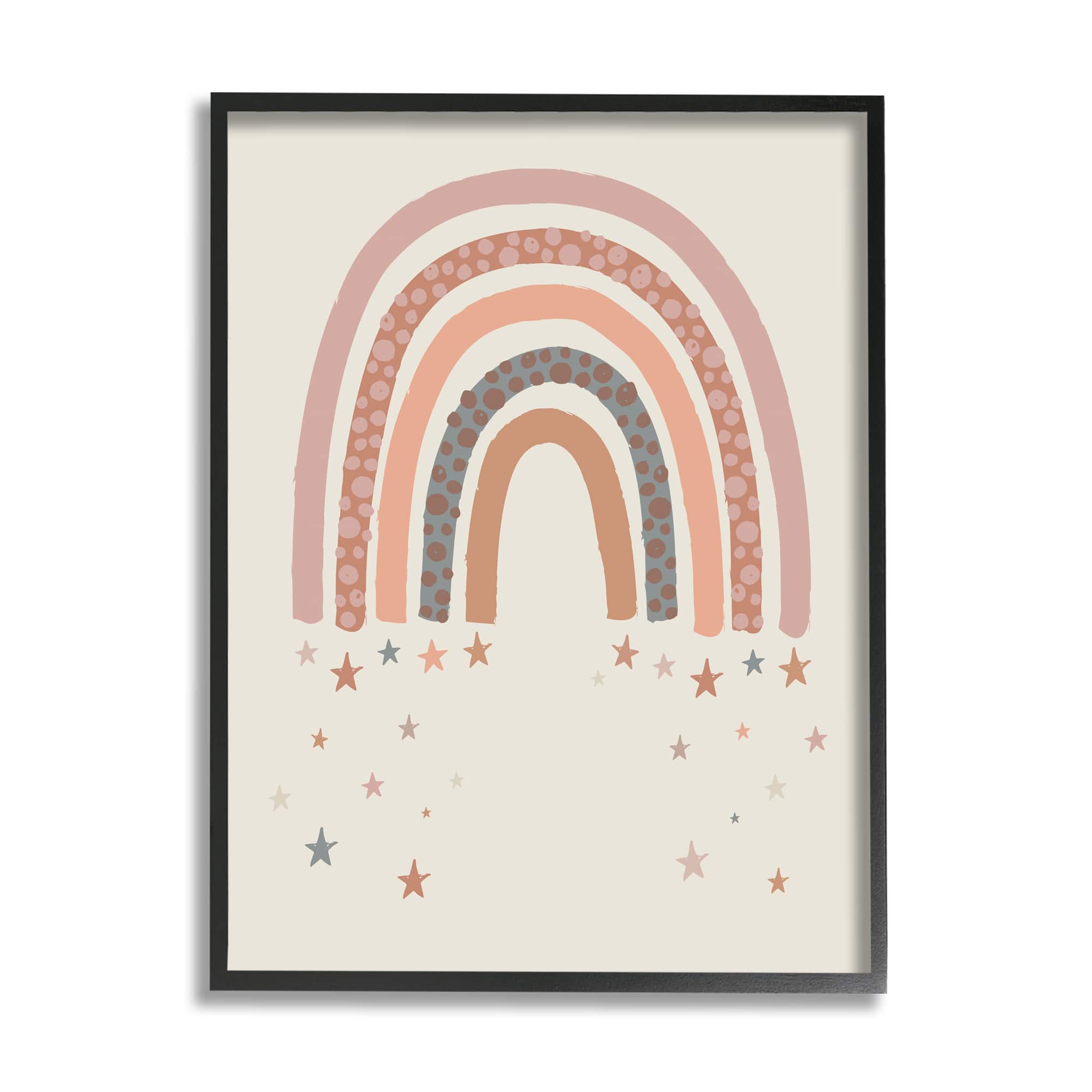 Stupell Industries Desert Rainbow Falling Stars Beige Pink in Frame Wall Art