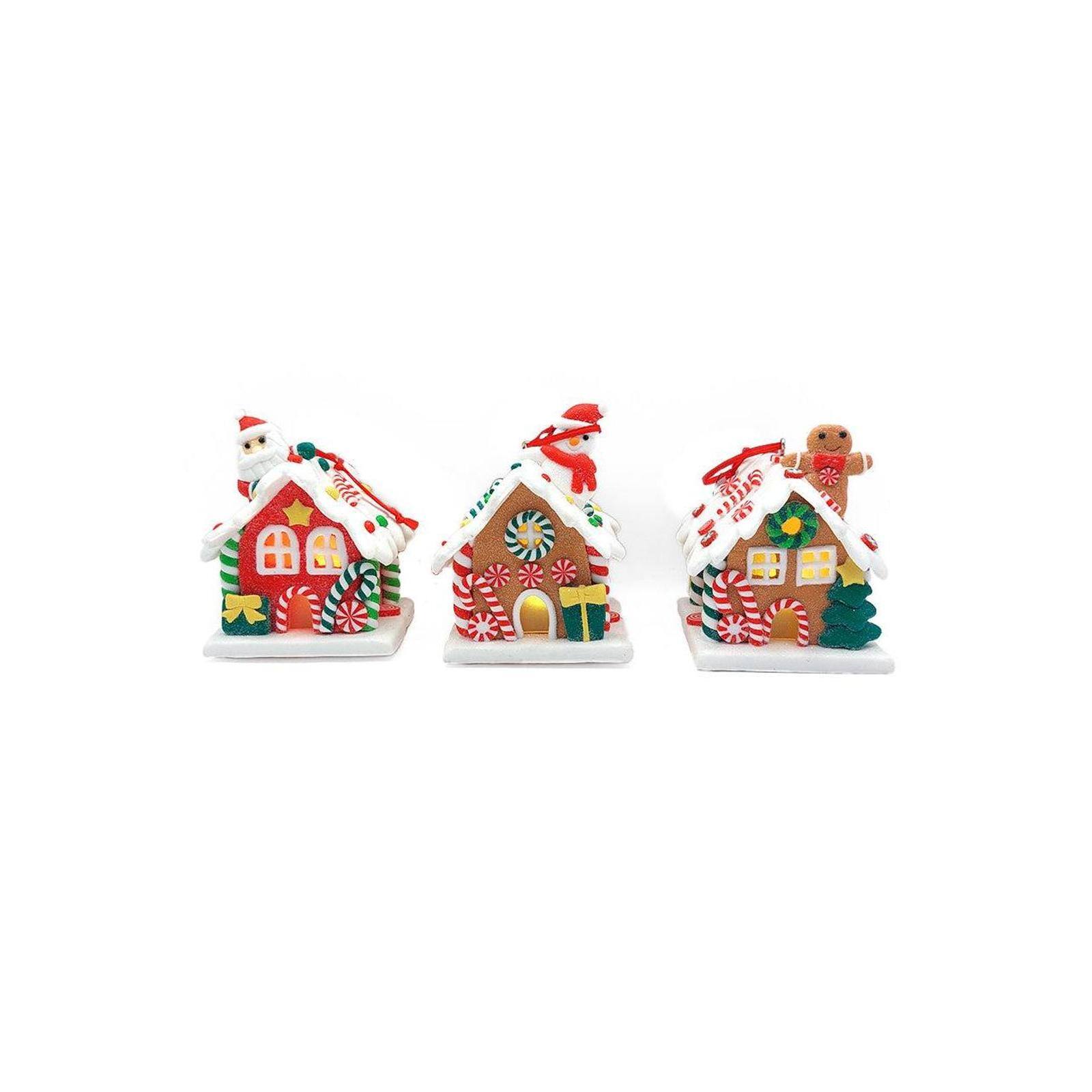 Wizardi Gingerbread Snow House with Snowman Christmas Ornament