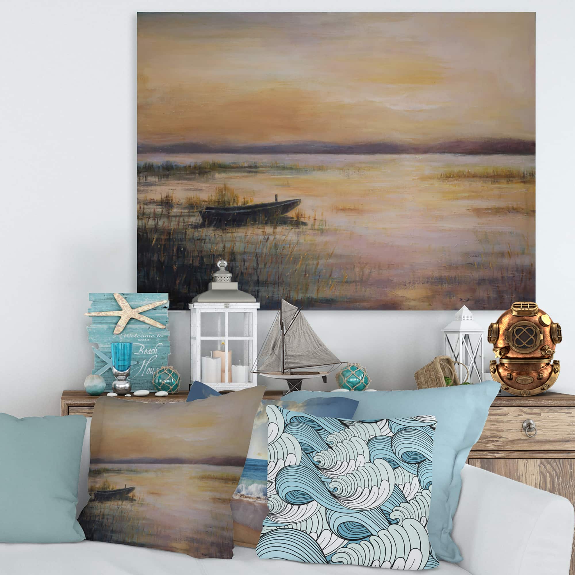 Designart - Pastel Sunset Over The Lake