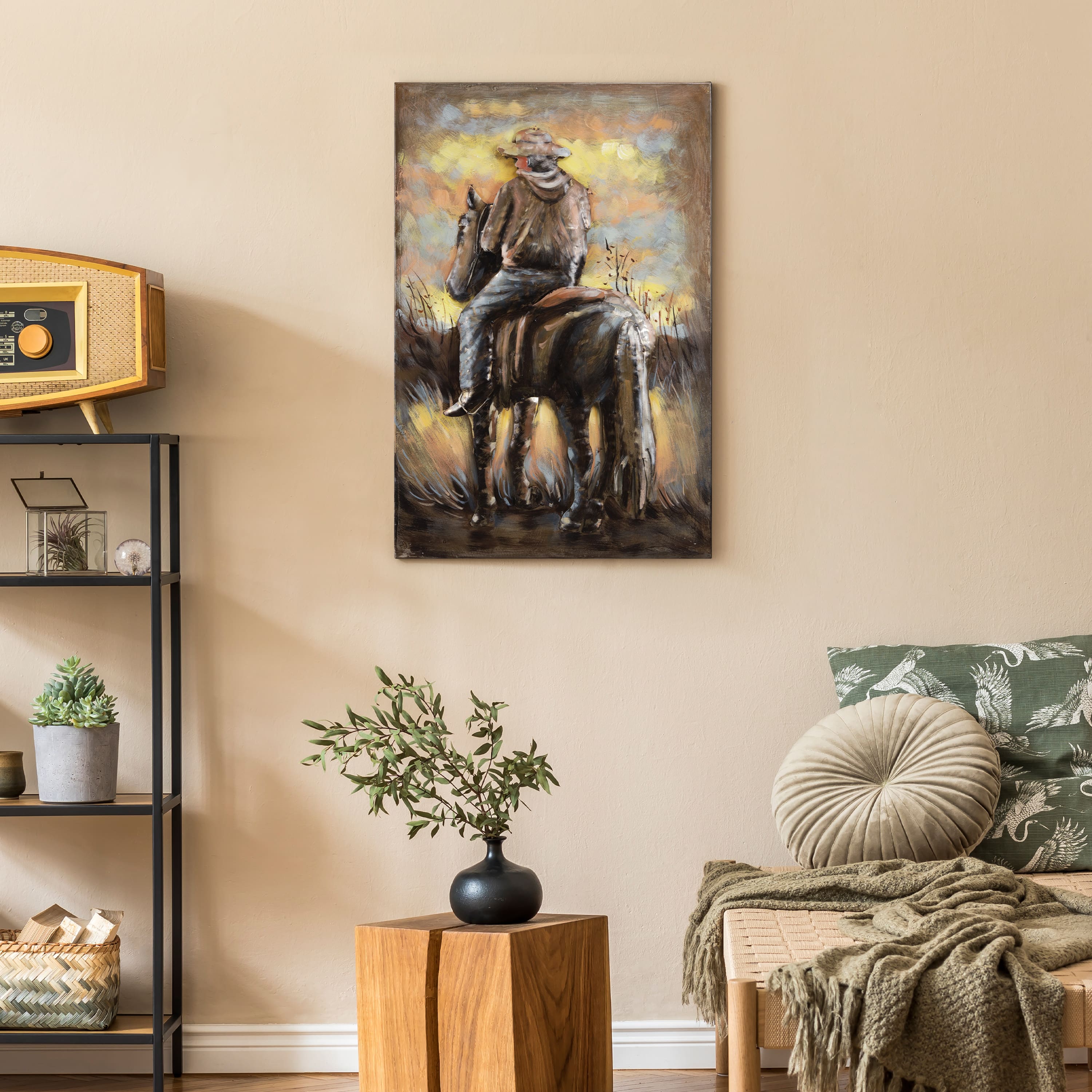 Empire Art Direct 16" x 24" Cowboy Mixed Media Iron Hand Painted Dimensional Wall Sculpture