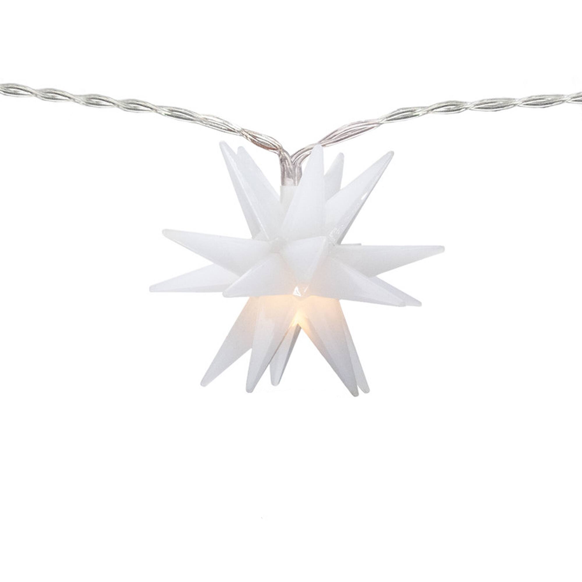 10-Count LED White Star Christmas Fairy Lights  5.25ft  Copper Wire