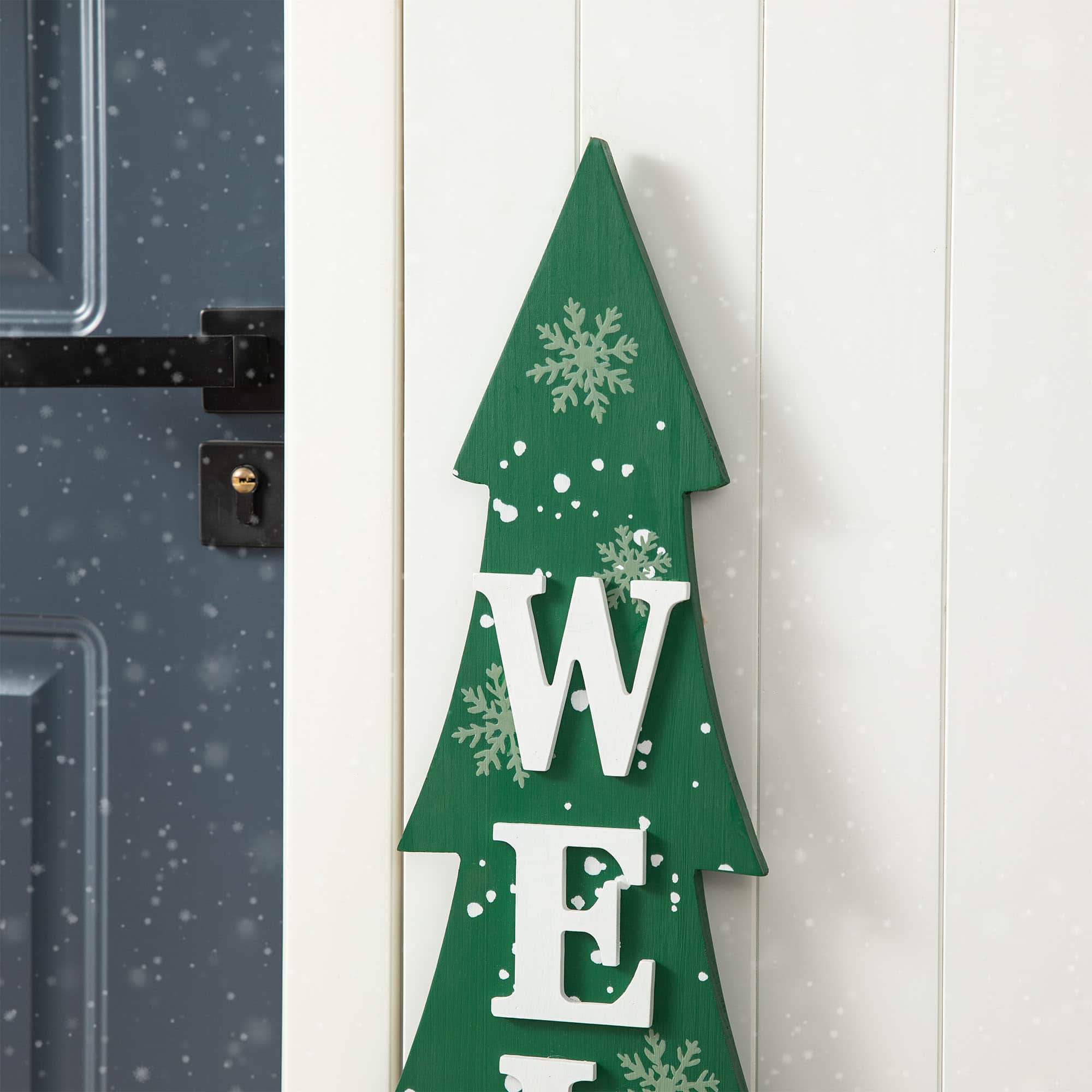 Glitzhome® 3.5ft. Wooden Welcome Christmas Tree Porch Sign
