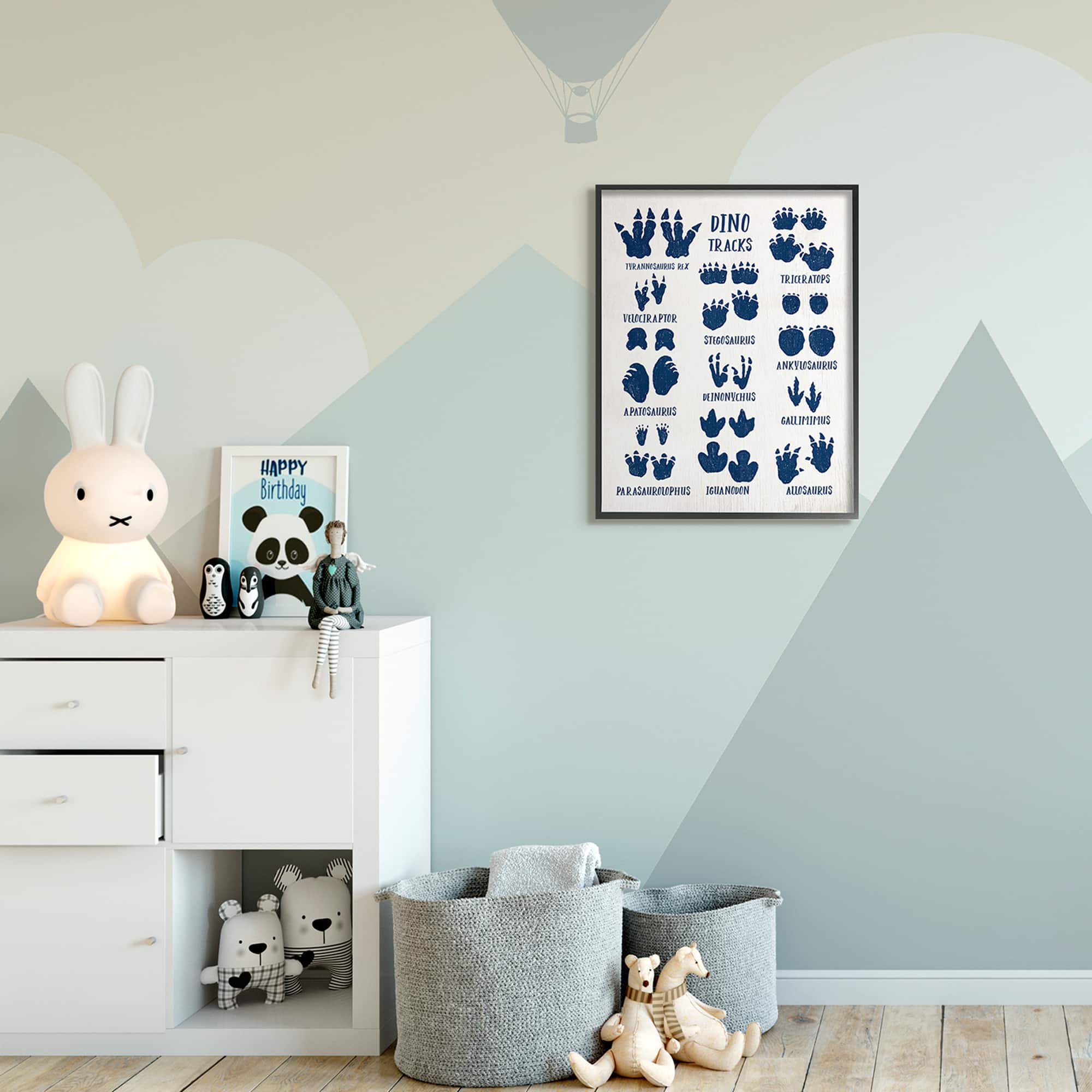 Stupell Industries Chart of Dinosaur Tracks Wall Accent with Black Frame