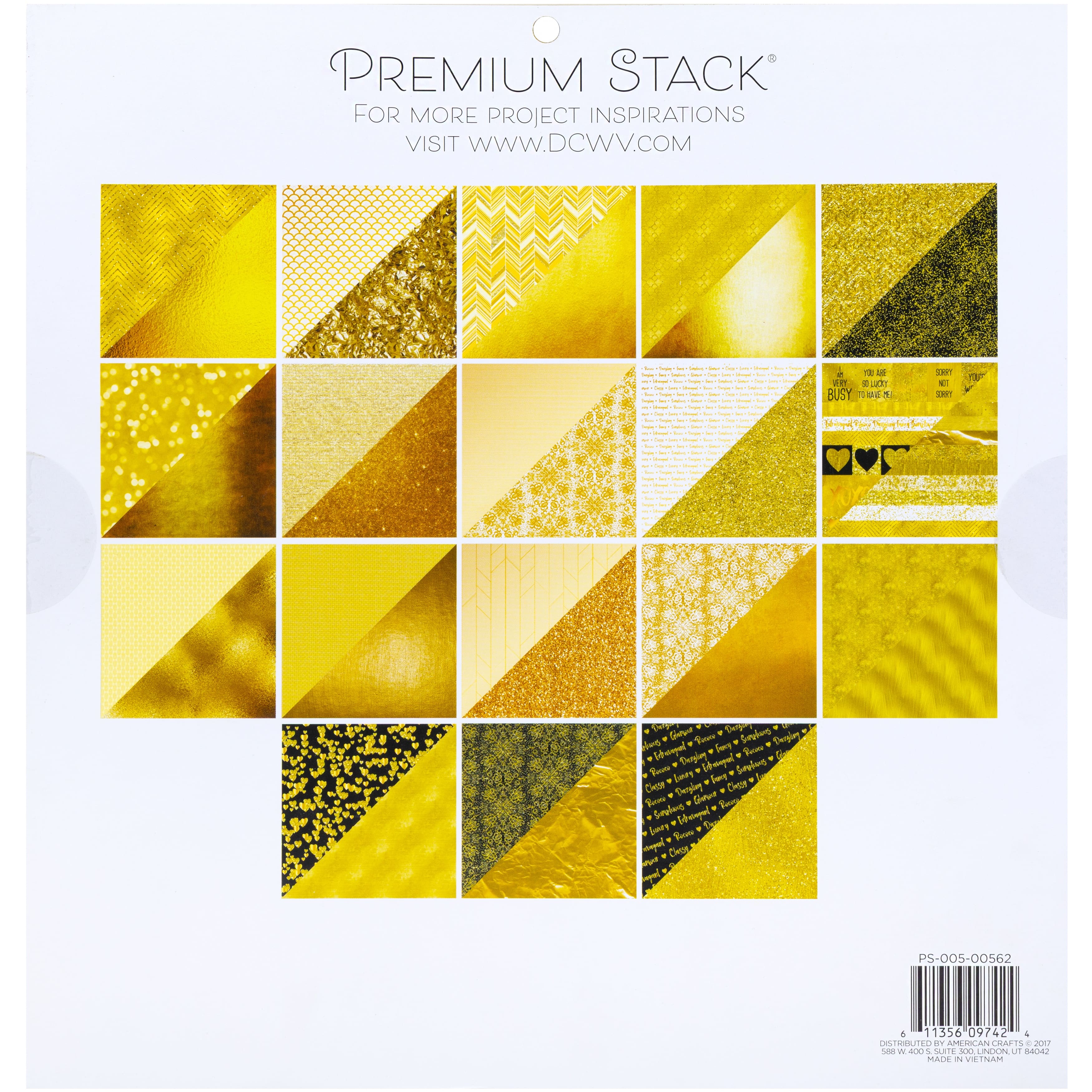 DCWV Solid Gold 12" x 12" Double-Sided Cardstock, 36 Sheets