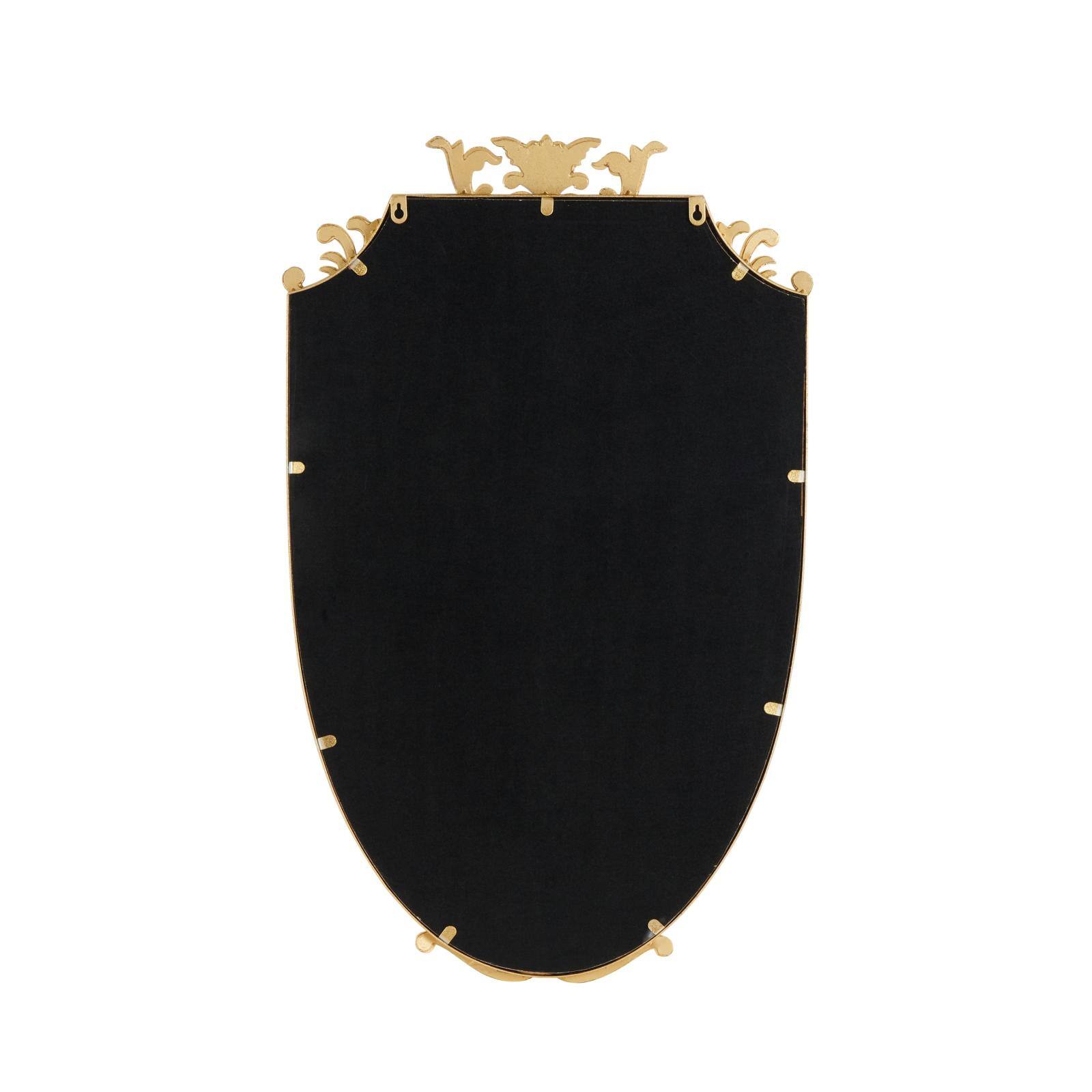 21" x 34" Gold Metal Shield Wall Mirror with Floral Embellishment