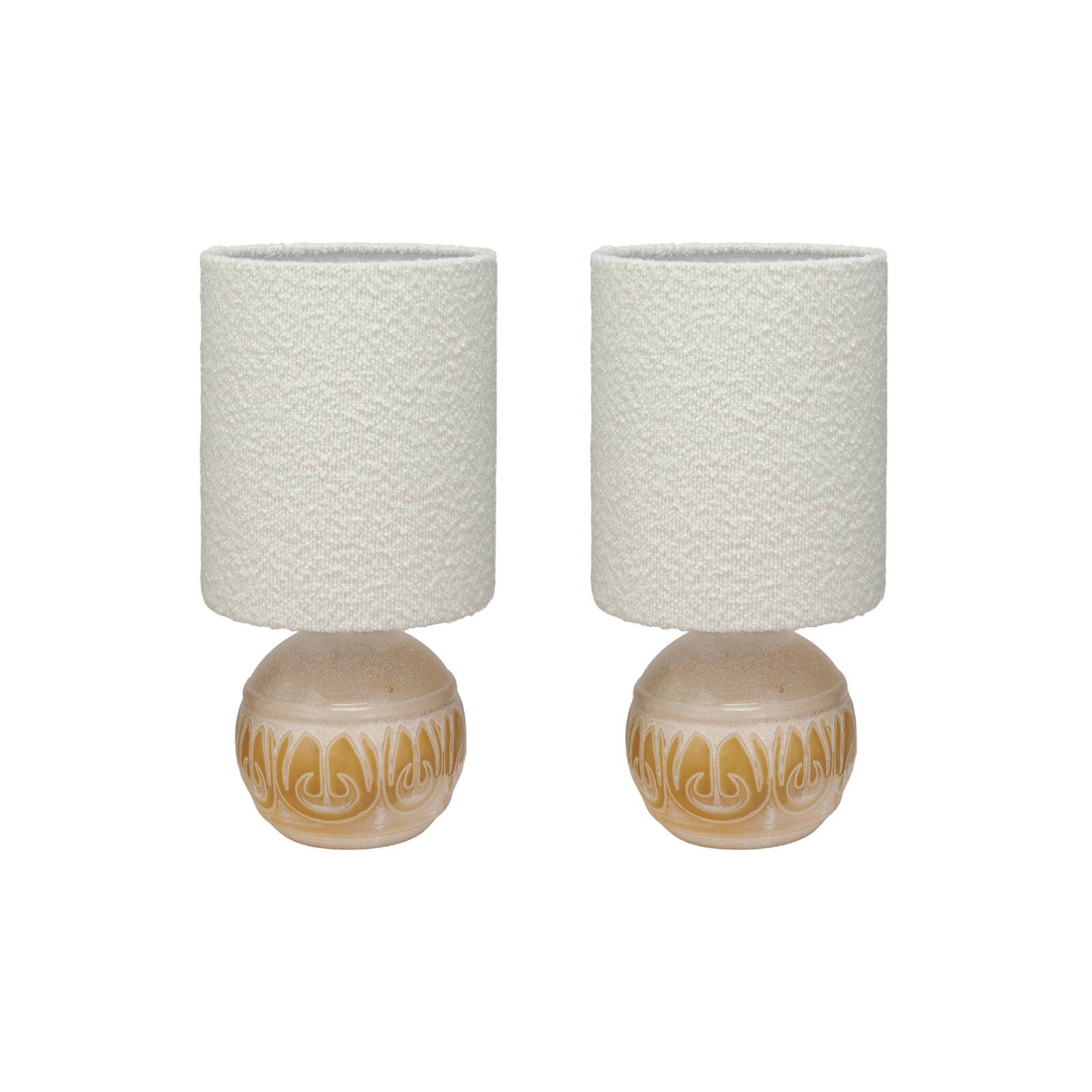 Hello Honey® 15.75" Yellow & Cream Sunlit Embossed Stoneware Table Lamp, 2ct.