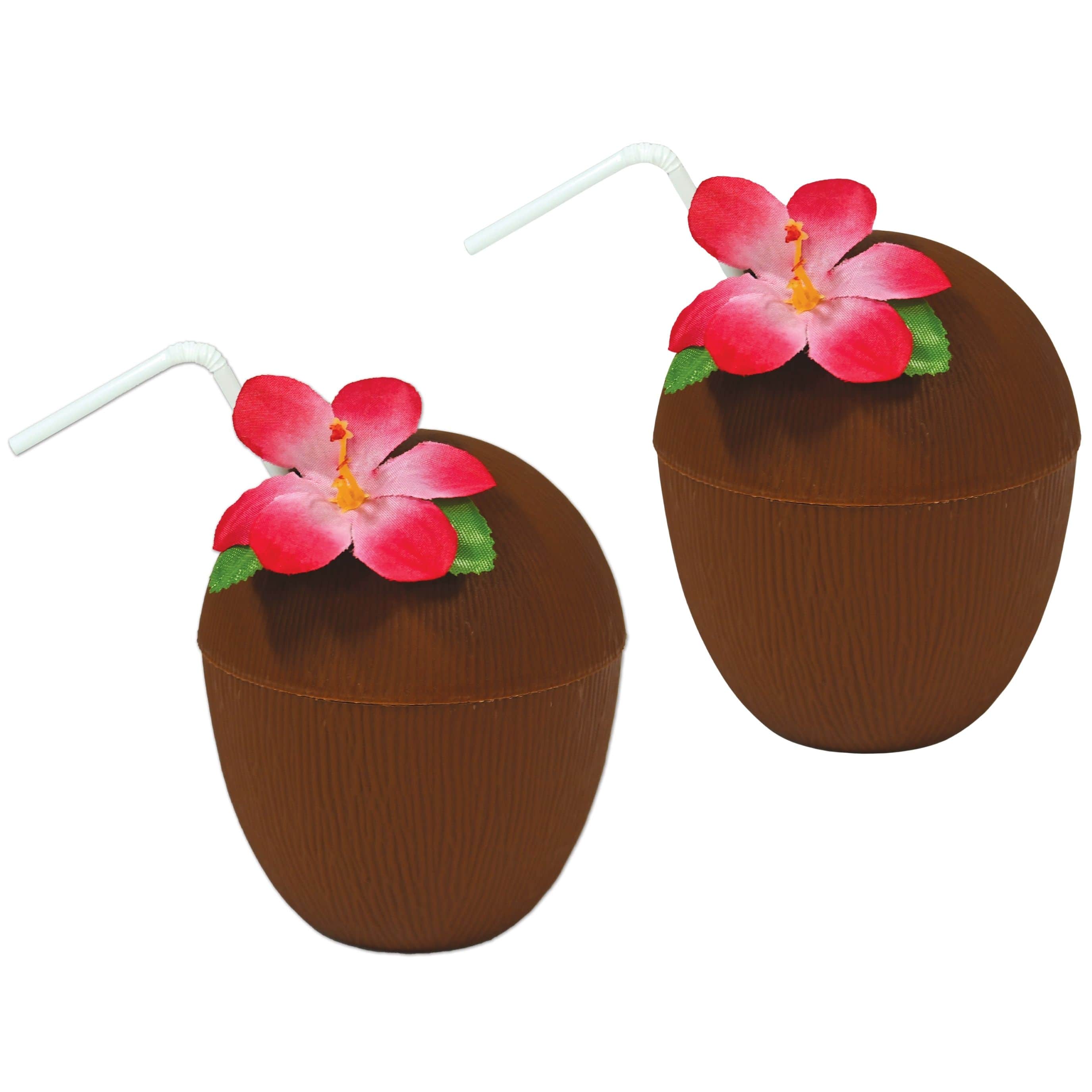 Beistle 16oz. Plastic Coconut Cups with Straws, 2ct.