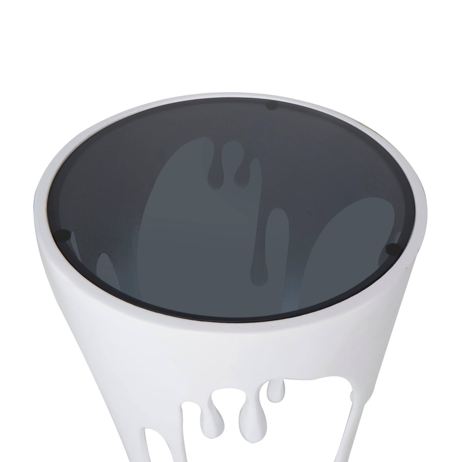 White Aluminum Drip Accent Table with Melting Designed Body