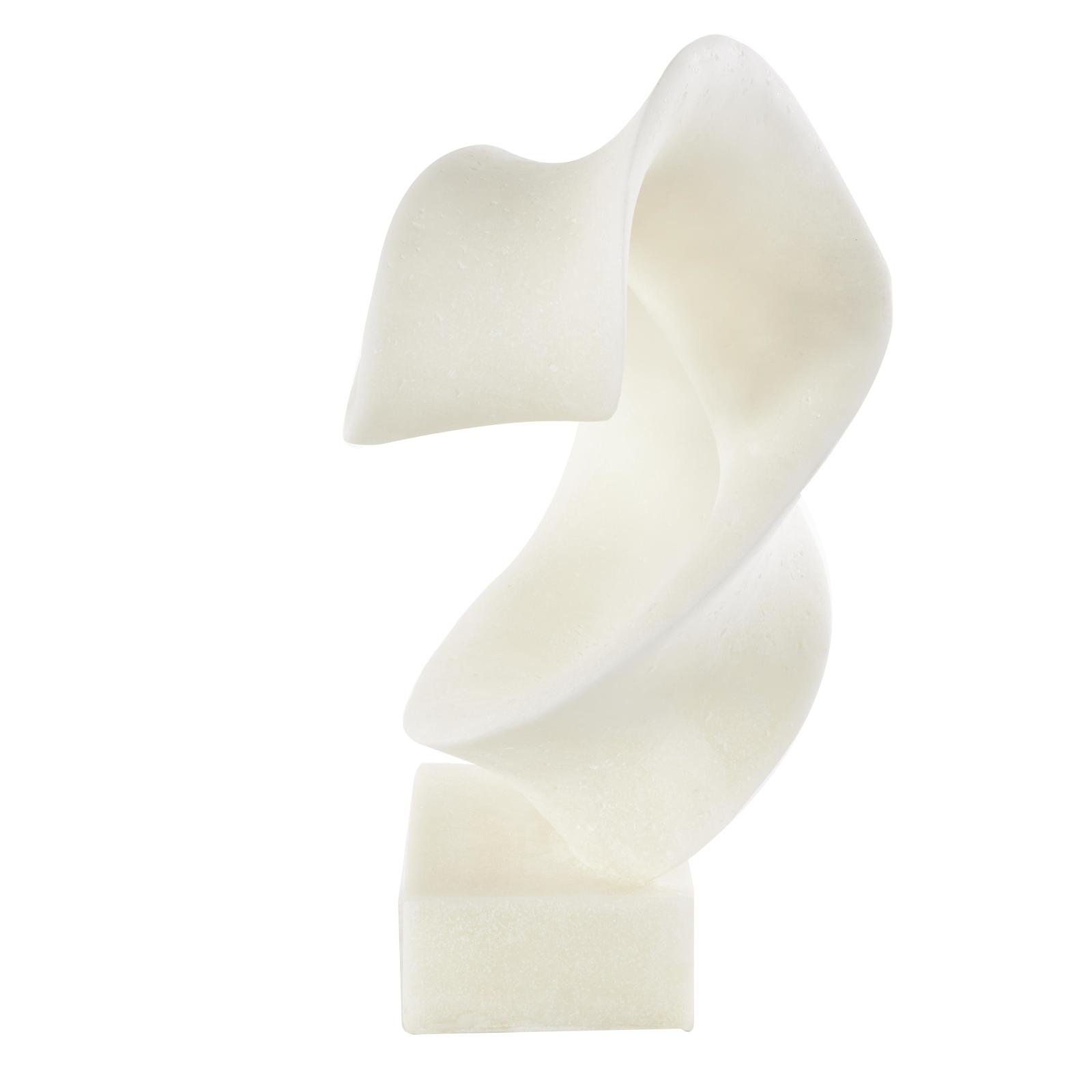 19.5" White Polystone Abstract Twisted Wave Decorative Sculpture with Elevated Base