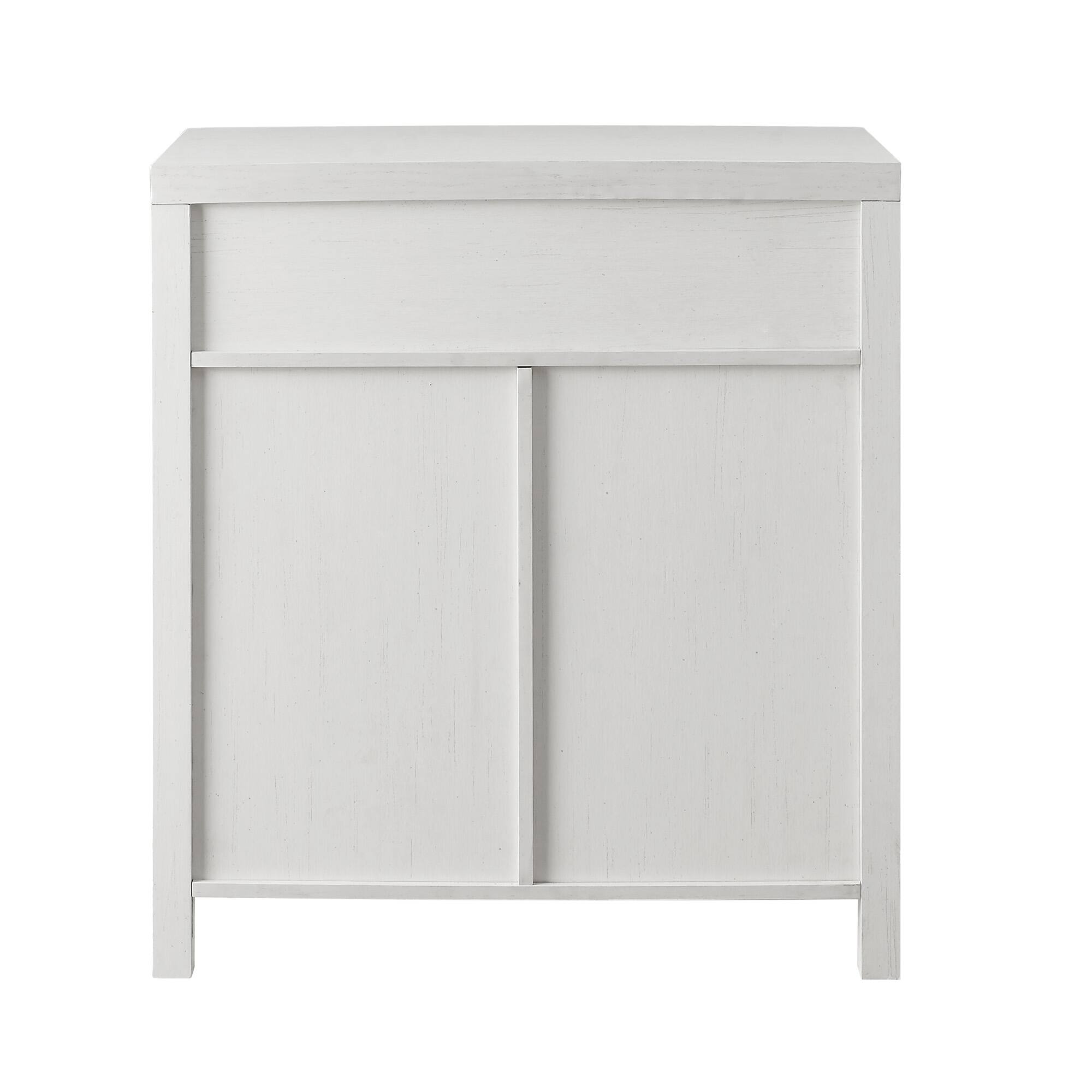 Walker Edison Brushed White Farmhouse Barn Door Accent Cabinet