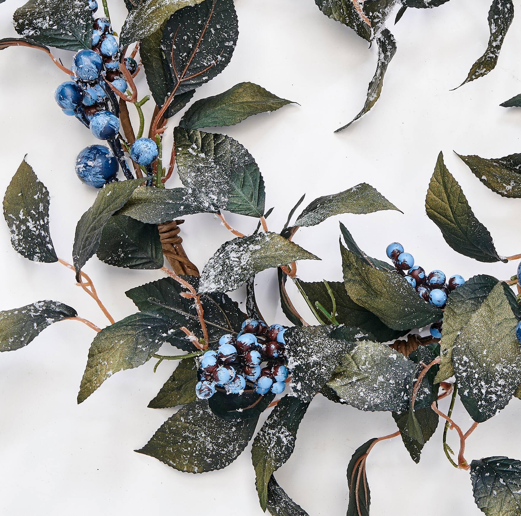 24" Artificial Icy Blueberry & Leaves Wreath