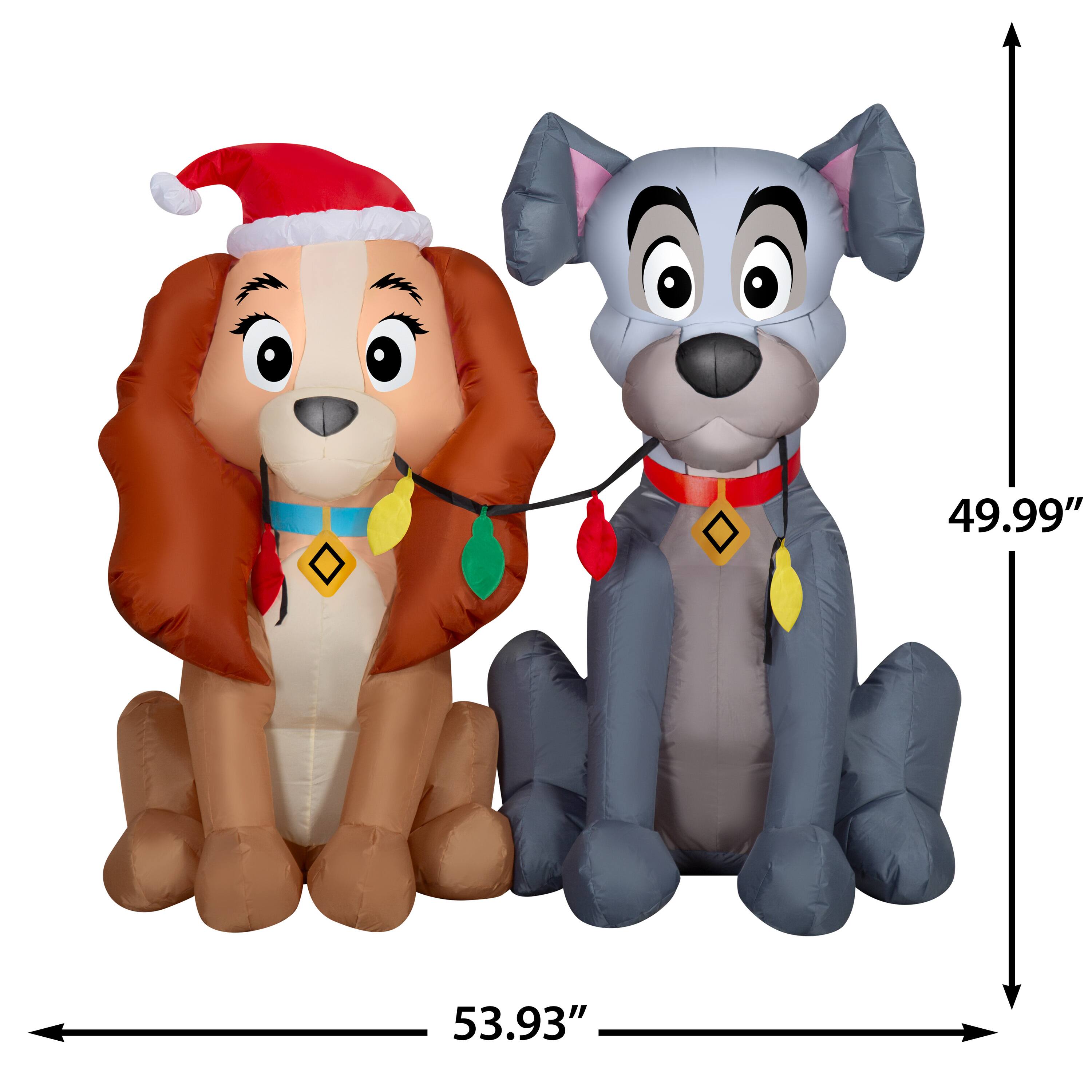 4ft. Airblown® Disney® Inflatable Lady & Tramp with Light Strings Christmas Décor