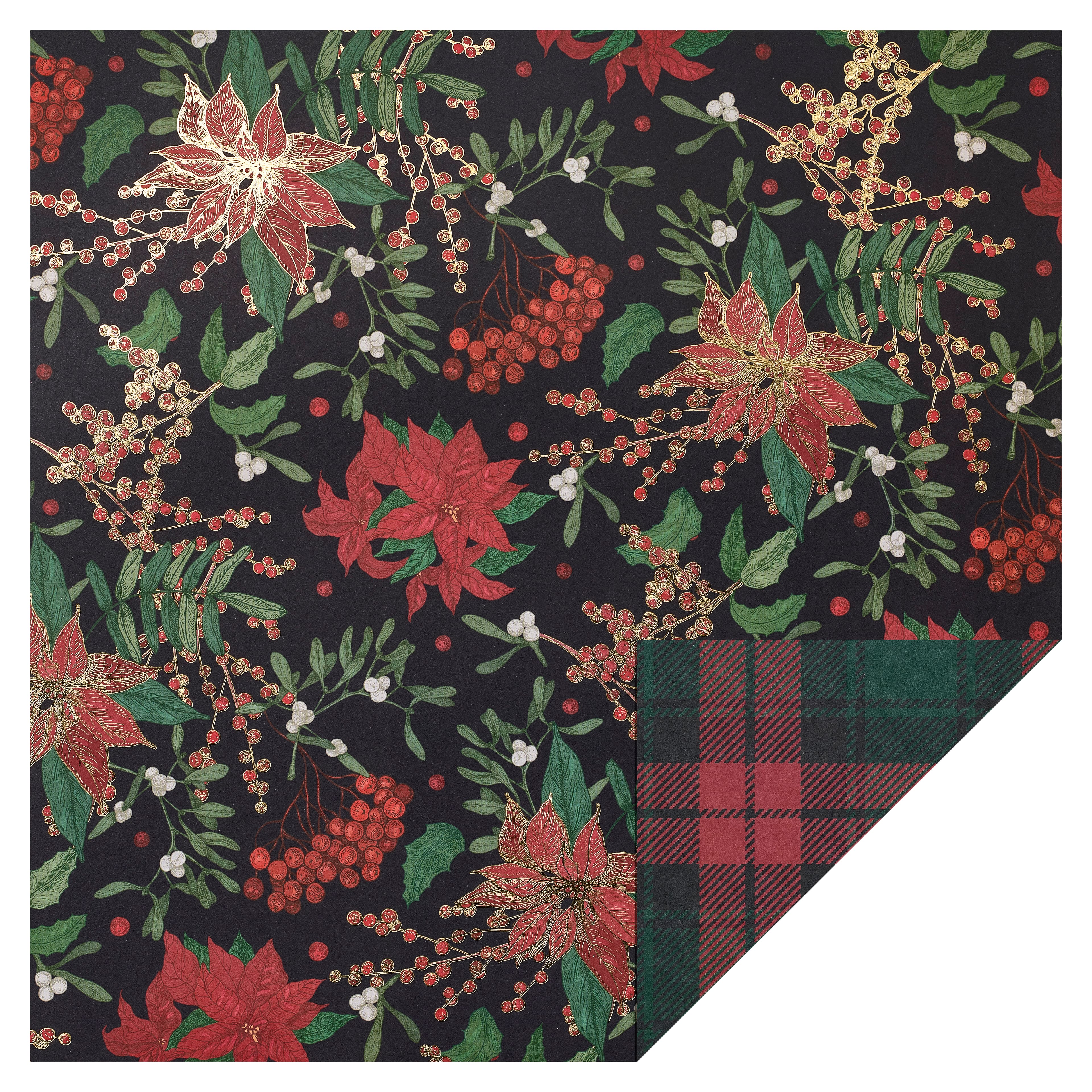24 Pack: Poinsettia Plaid Double-Sided Cardstock Paper by Recollections™, 12" x 12"
