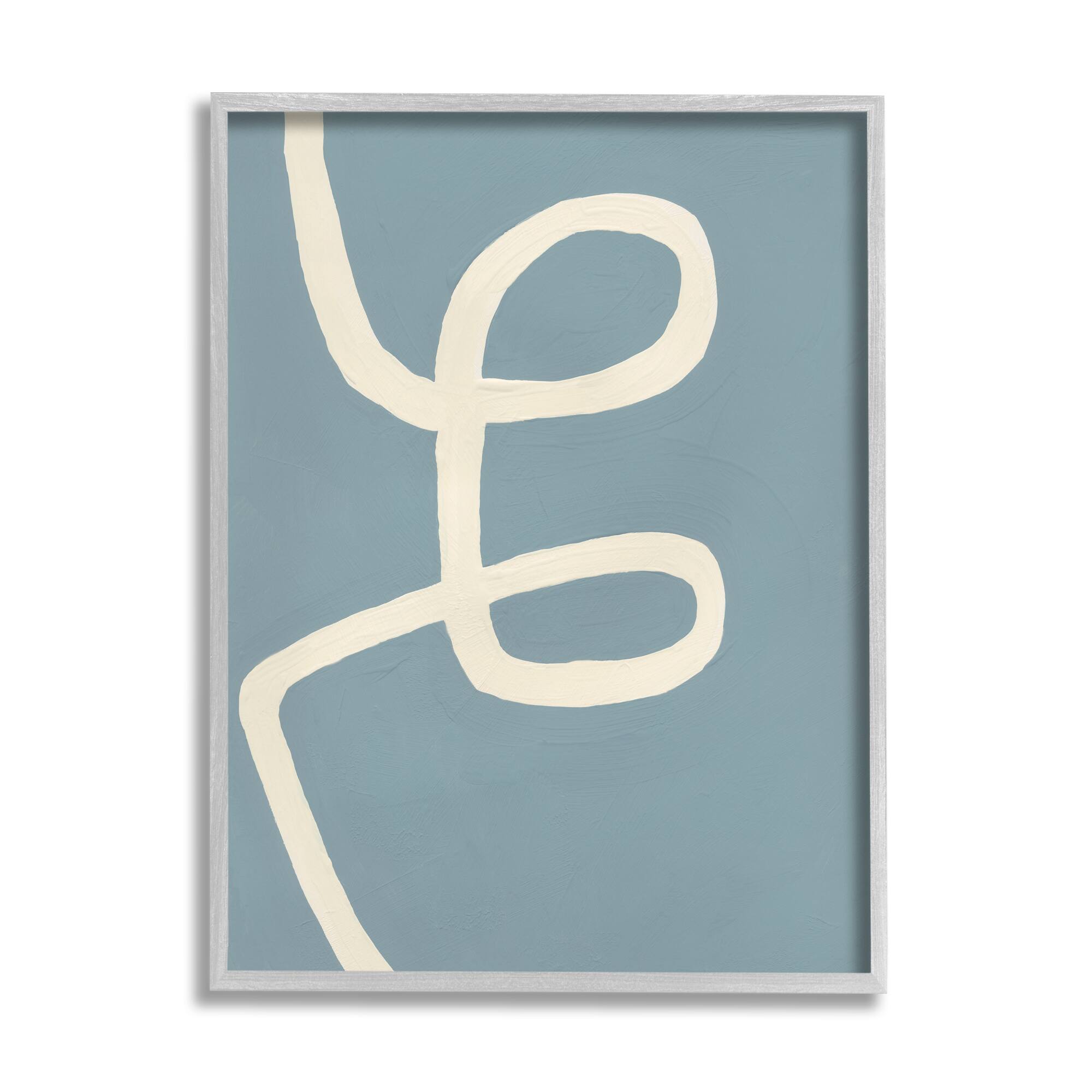 Stupell Industries Blue Abstract Curve Gray Framed Wall Art