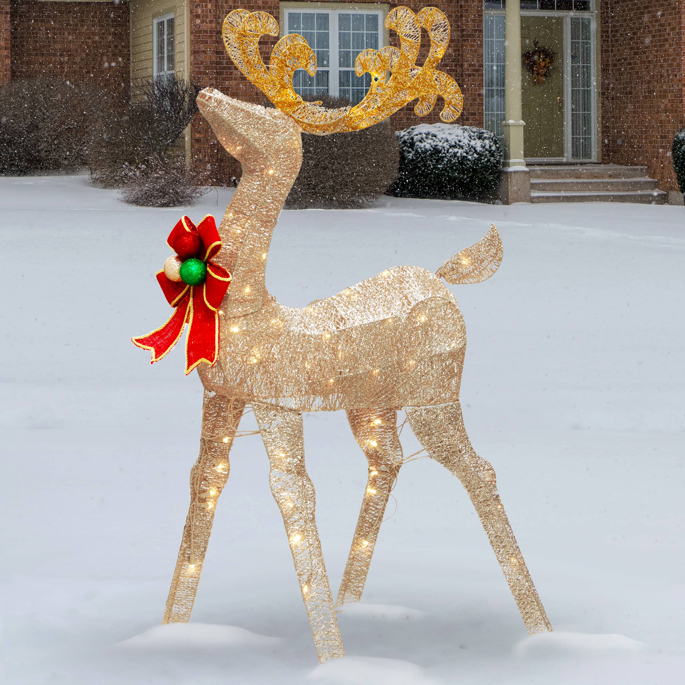 48" Crystal Splendor Reindeer Decoration, White LED Lights