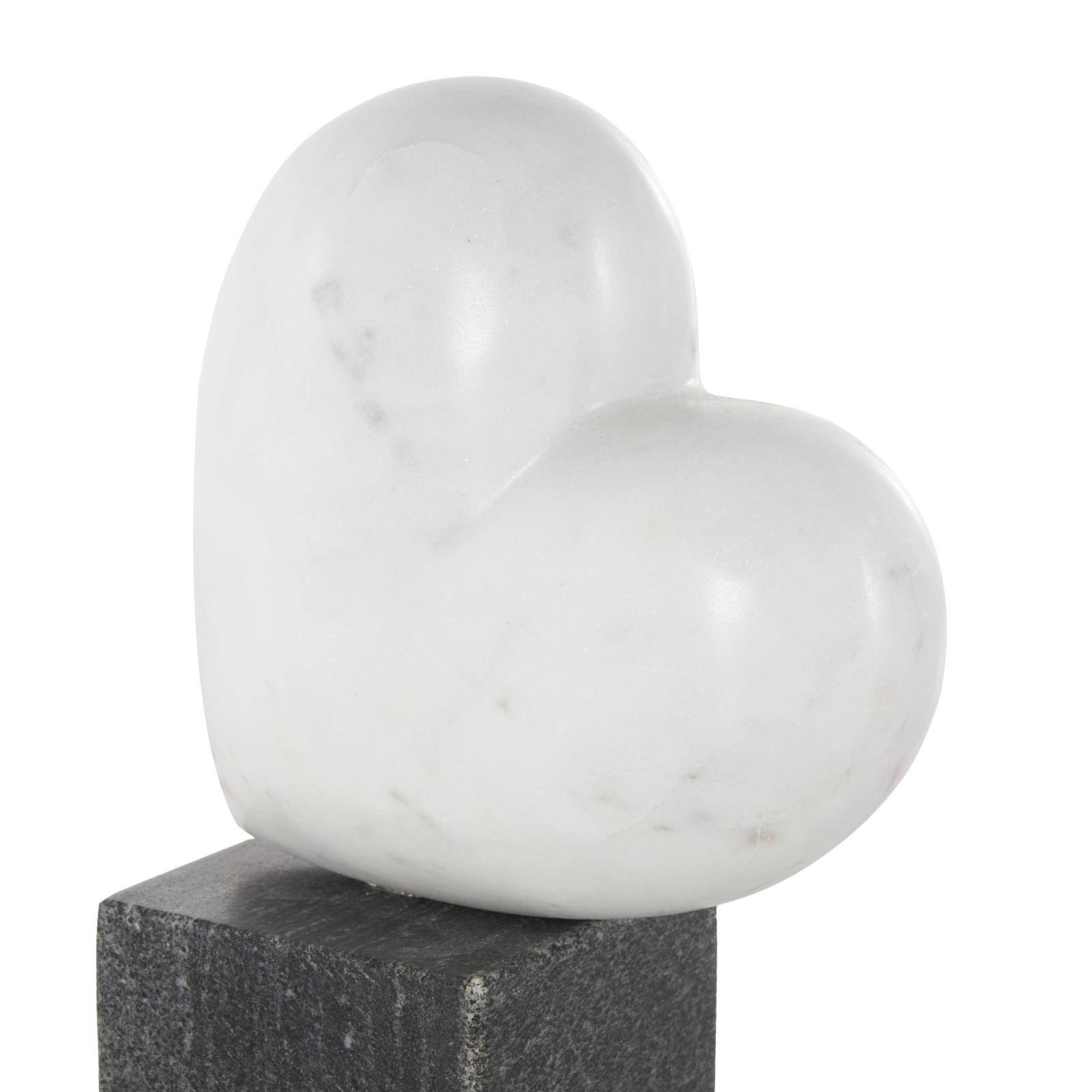 8.5" White & Black Marble Heart Slanted Sculpture with Block Base