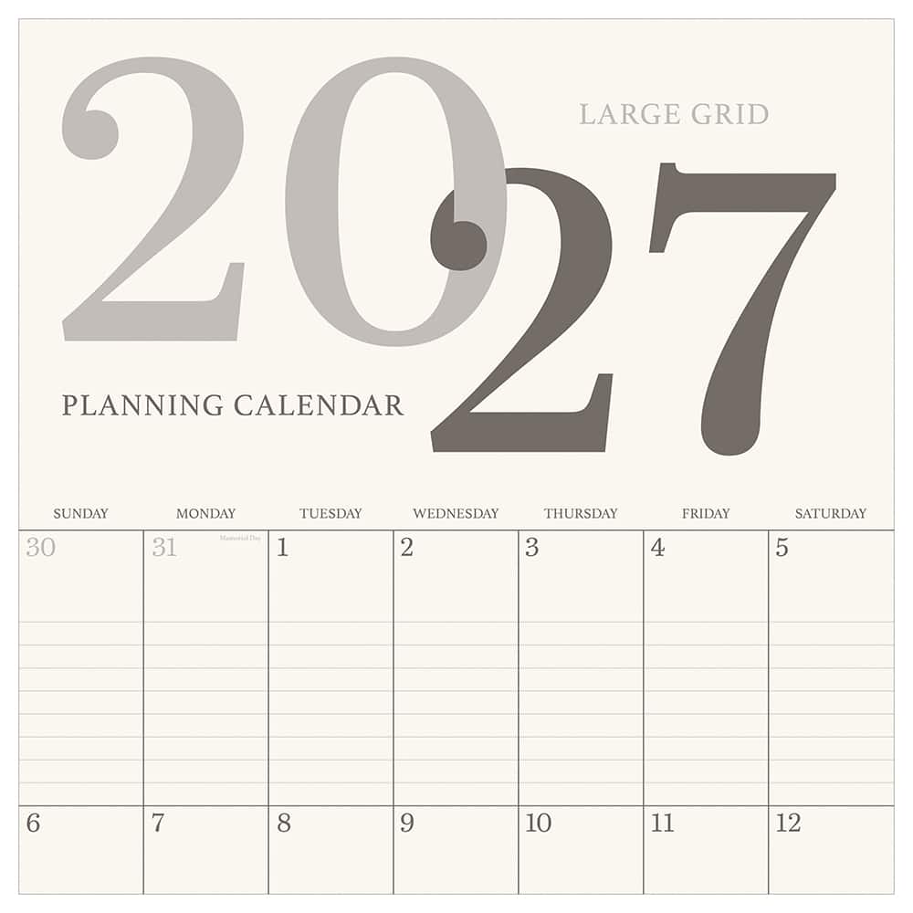 2027 Simple Aesthetic Grid Wall Calendar