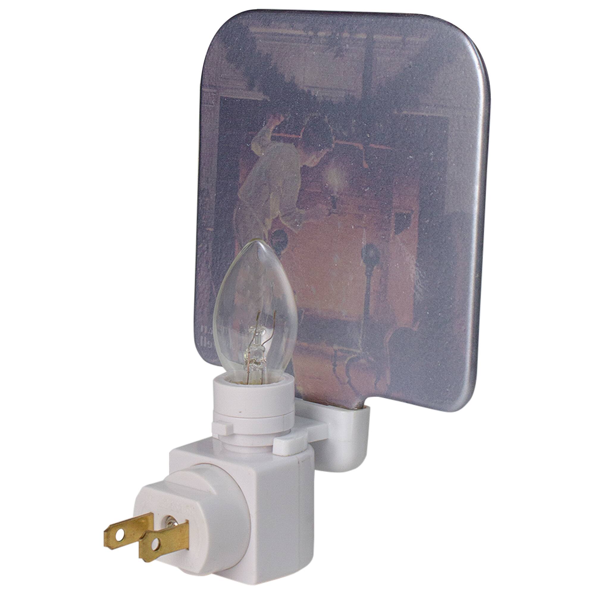 6" Norman Rockwell 'Is He Coming' Glass Christmas Night Light