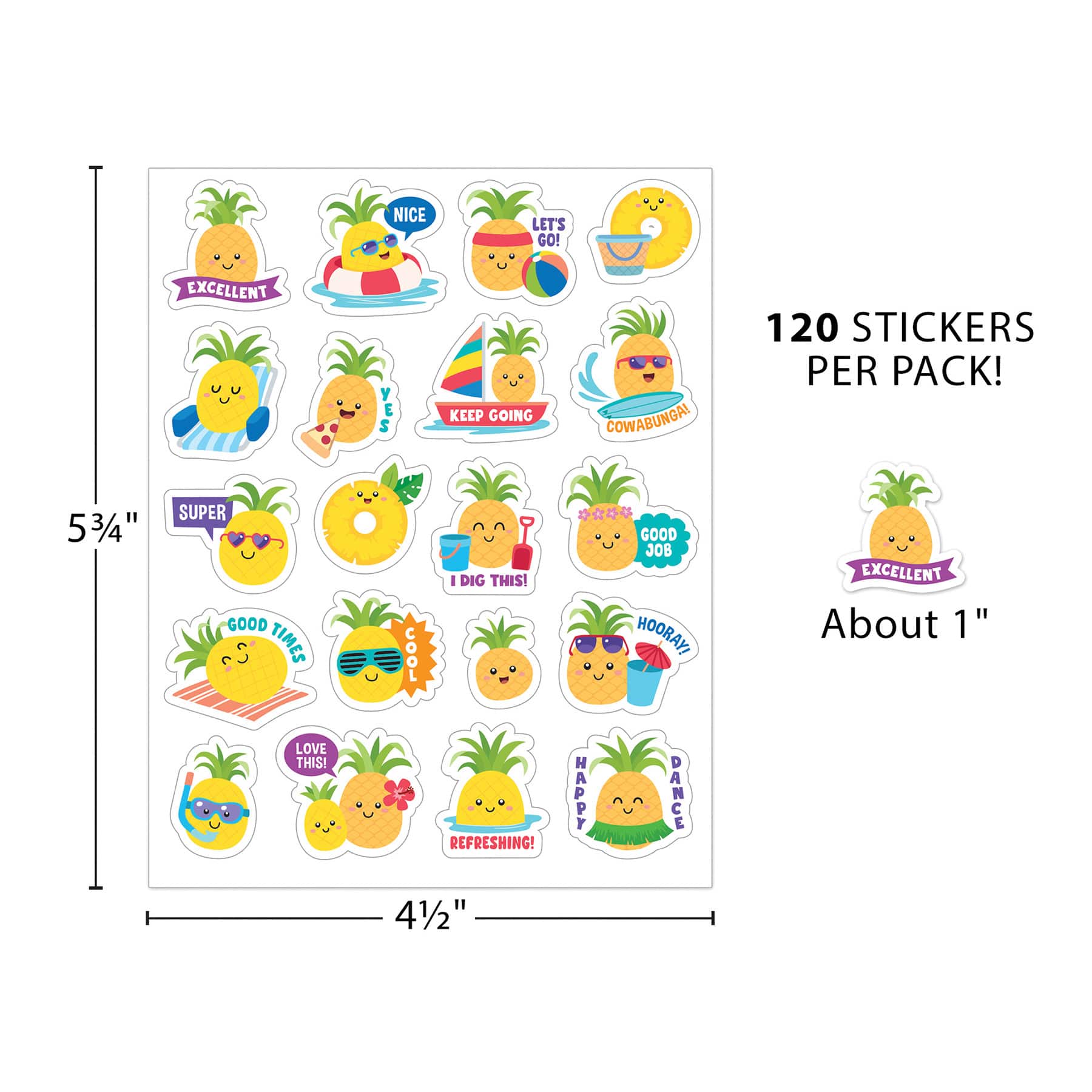 Teacher Created Resources® Pineapple Smelly Stickers, 6 Packs of 120