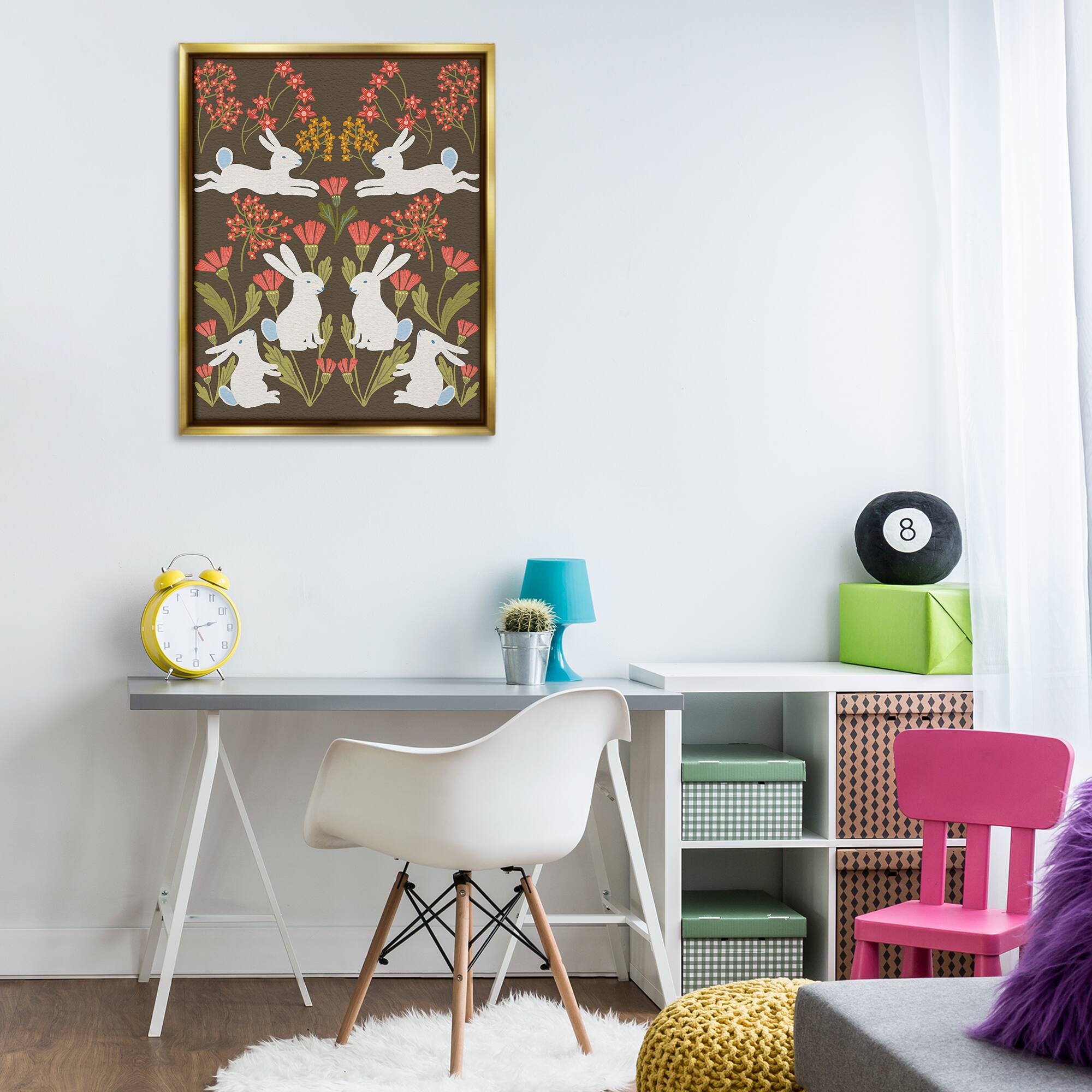Stupell Industries Wild Spring Blooms & Rabbits Floating Frame Wall Art