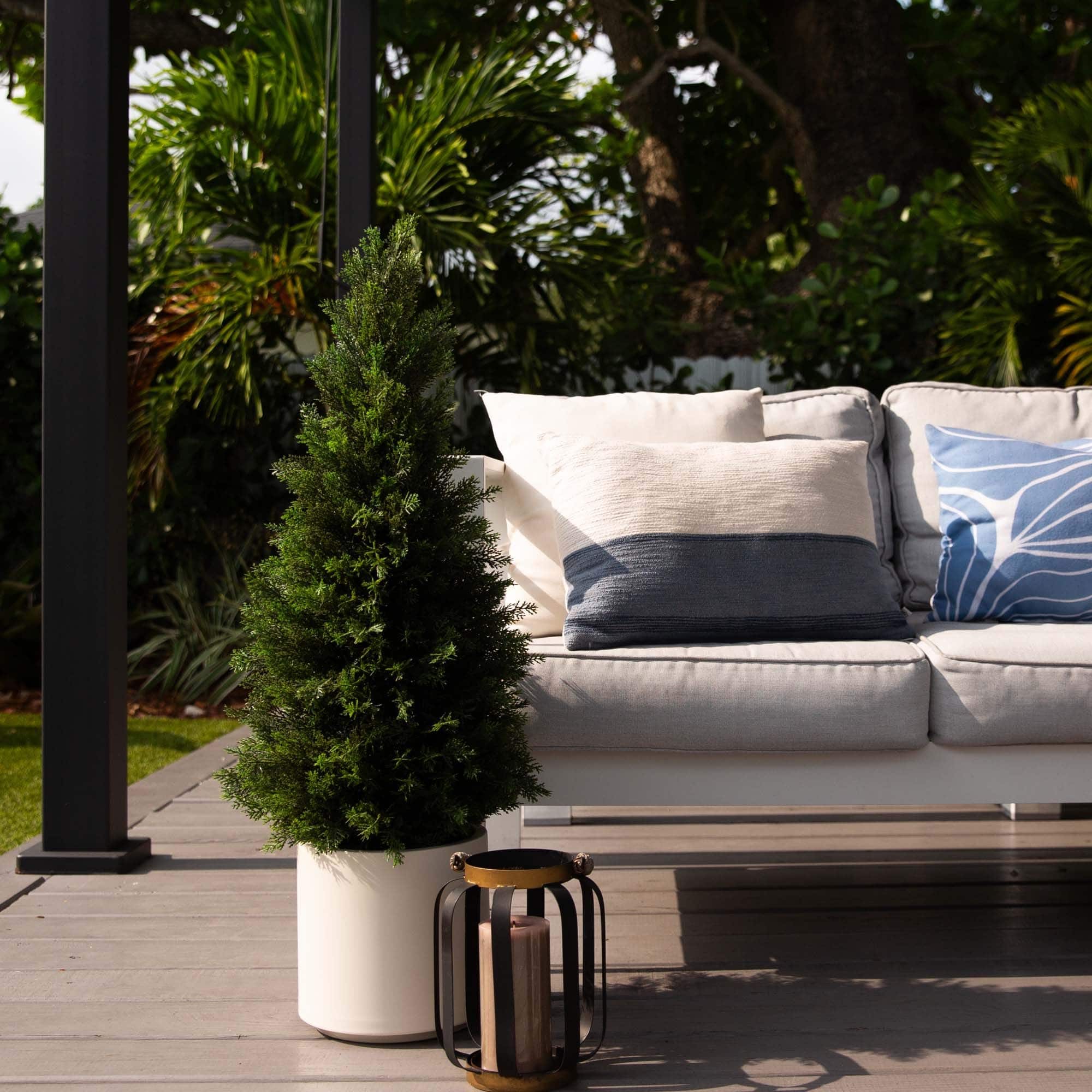 3ft. UV-Resistant Cedar Tree in White Planter