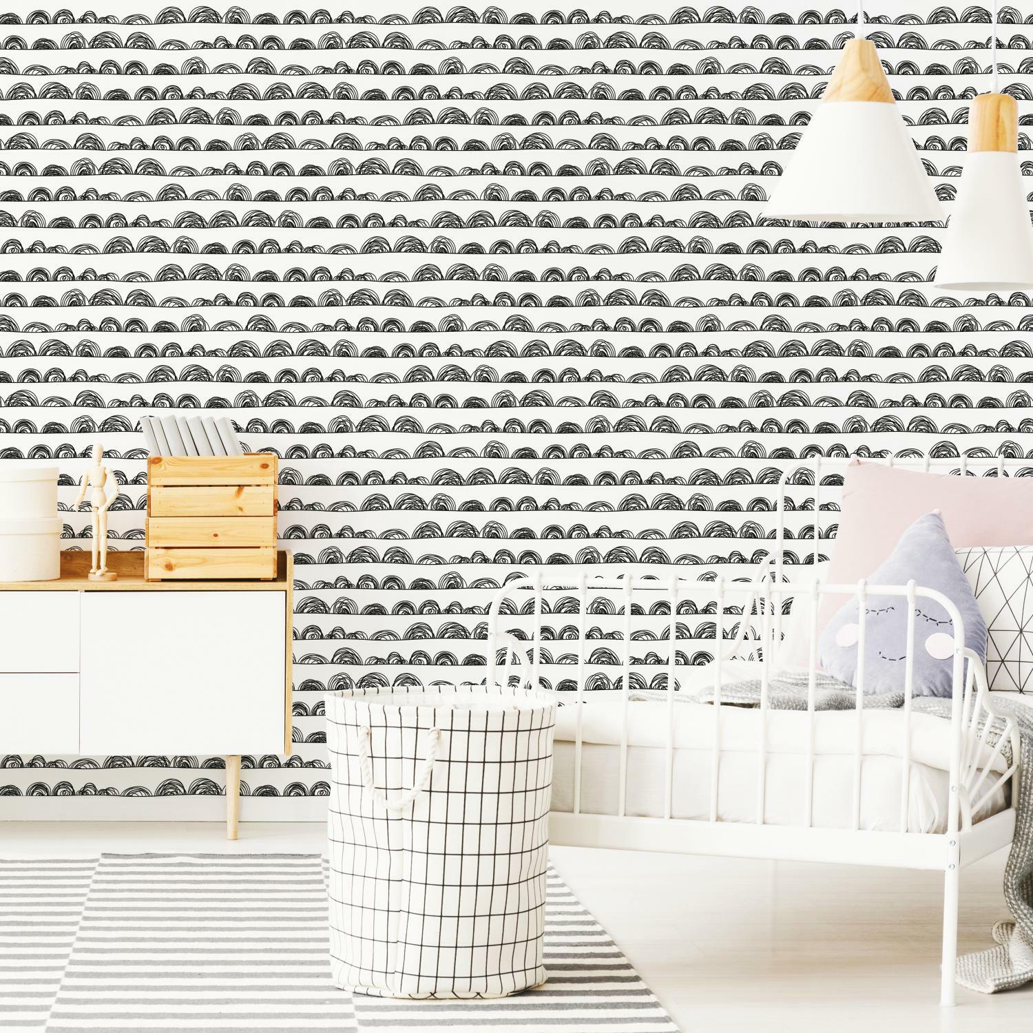 RoomMates Doodle Scallop Peel & Stick Wallpaper