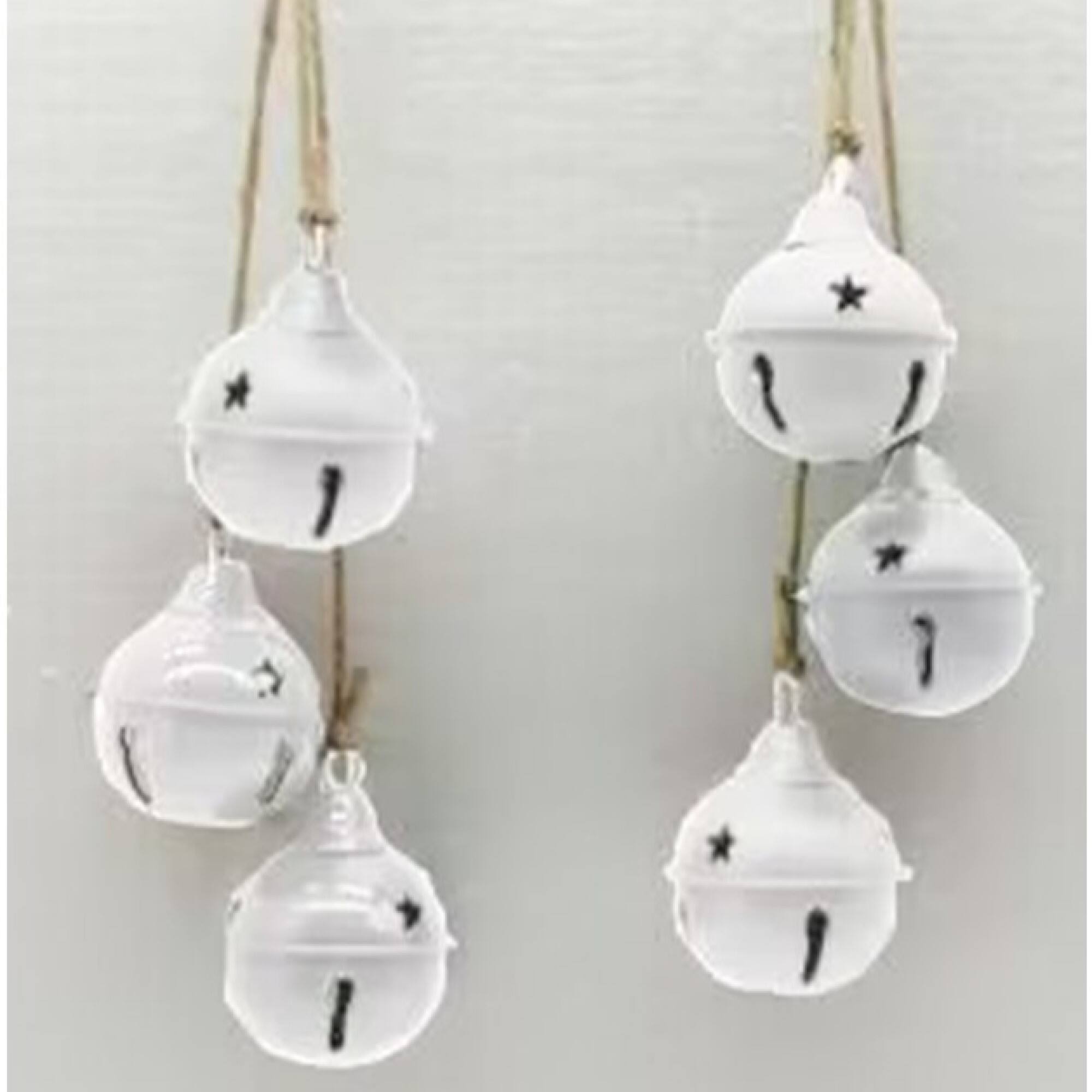 Cascading Christmas Jingle Bell Ornaments - 13.5" - White - Set of 2