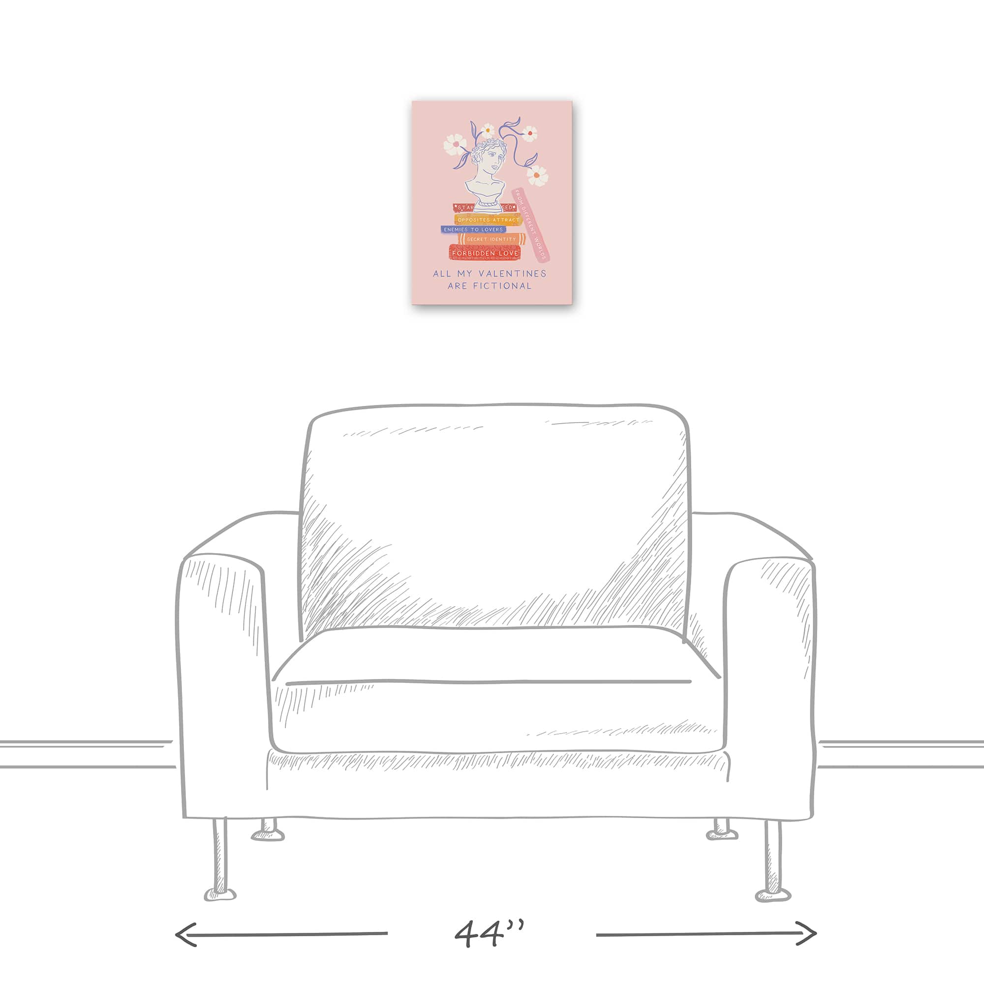 14" My Valentines are Fictional Canvas Wall Art