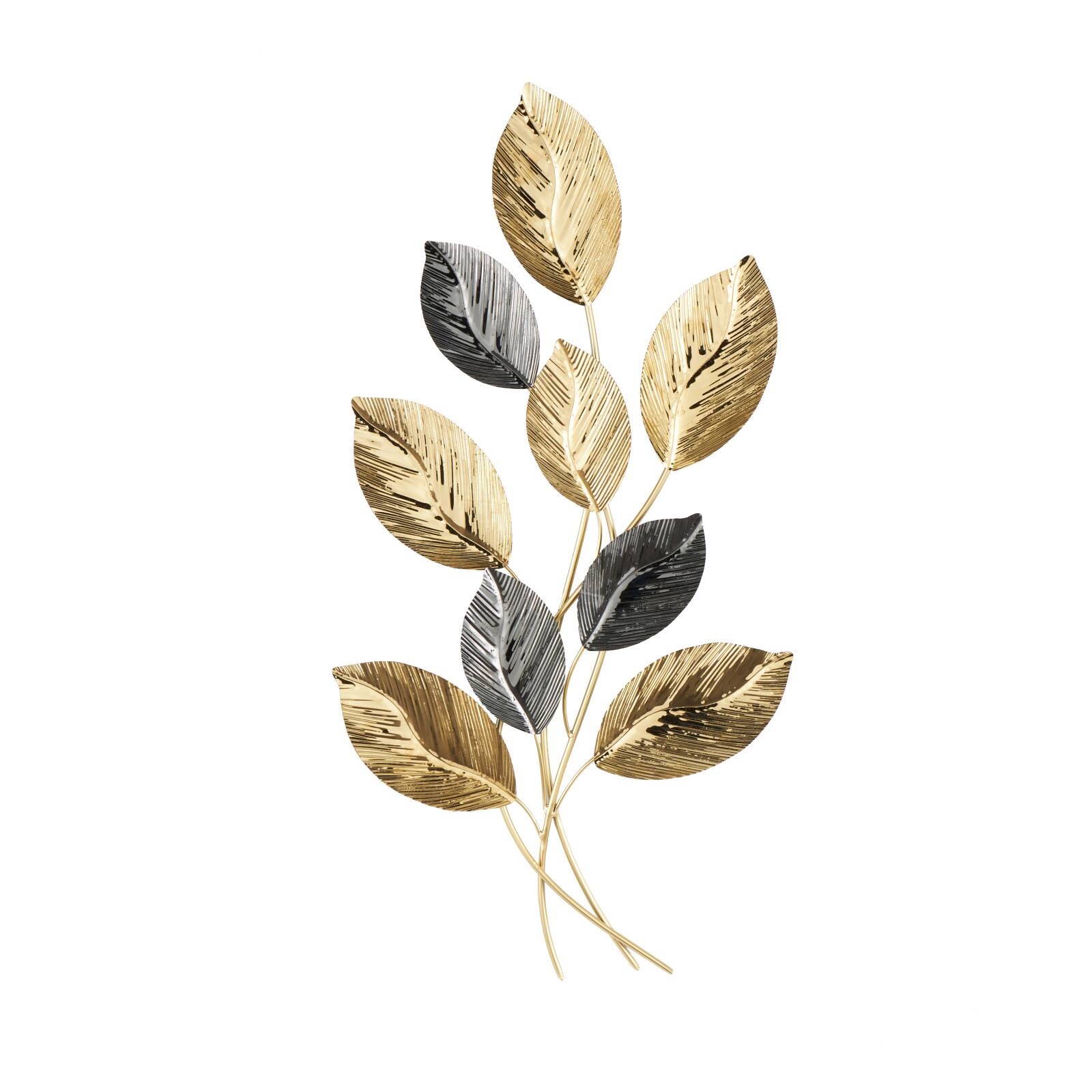 19" x 36" Gold Stainless Steel Metal Leaf Layered Home Wall Décor