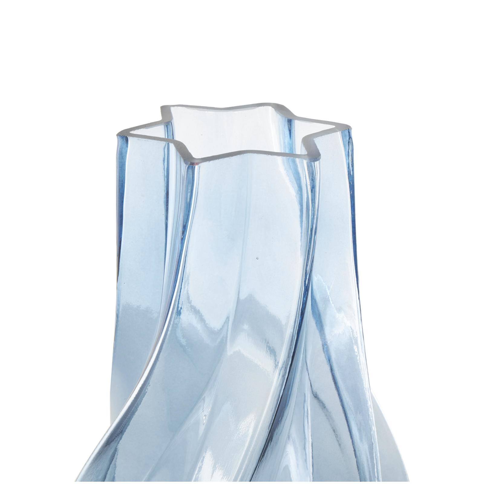 Blue Wavy Ombre Glass Vase Set