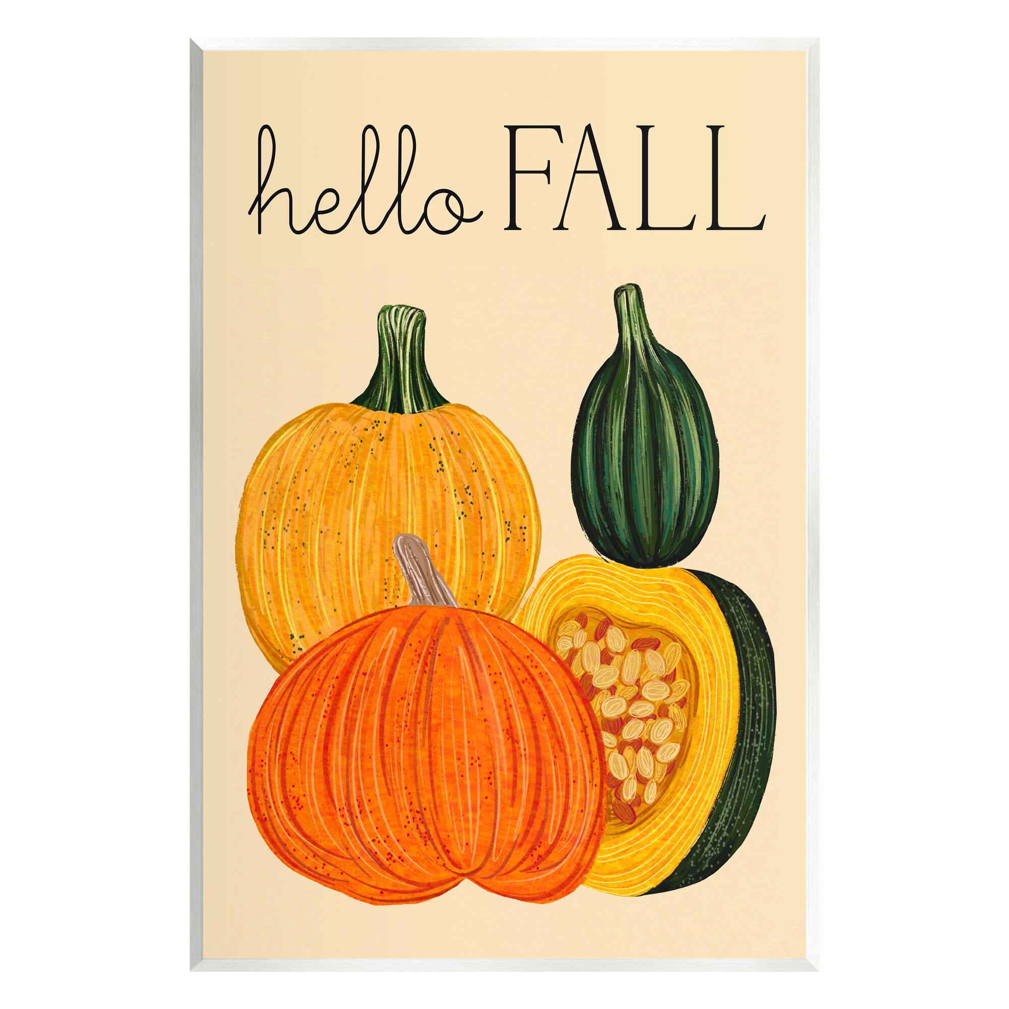 Stupell Industries Hello Fall Harvest Gourds Wall Plaque Art