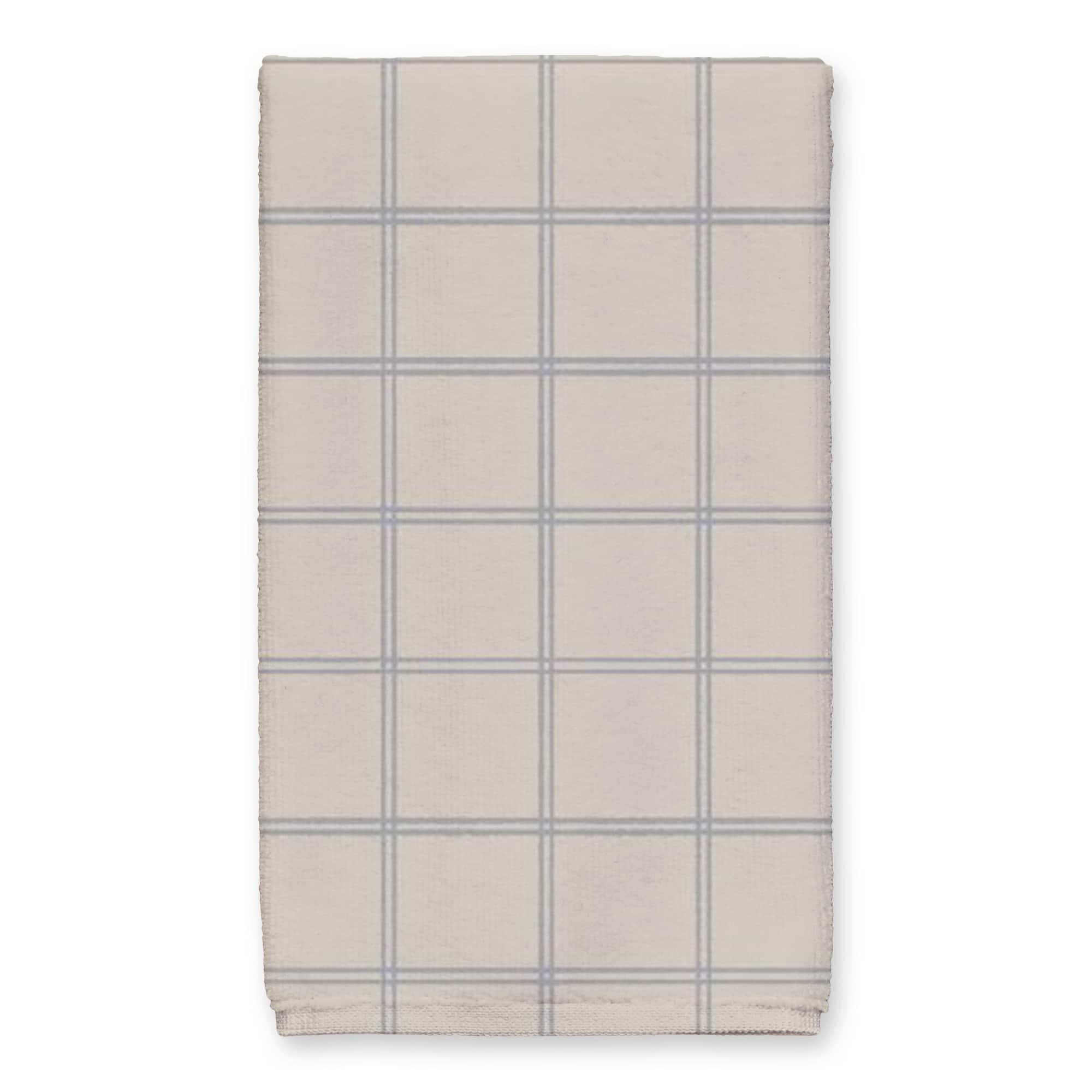 Be Cozy Gray and Cream Check Tea Towel - Set of 2