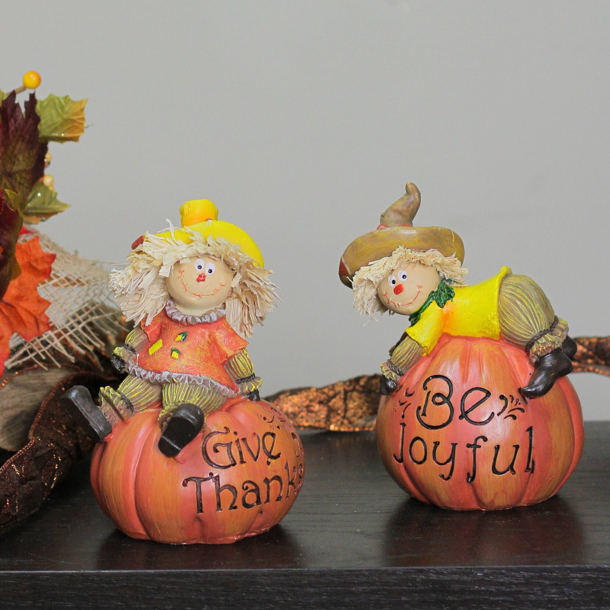 Scarecrow on a Pumpkin Tabletop Décor Set