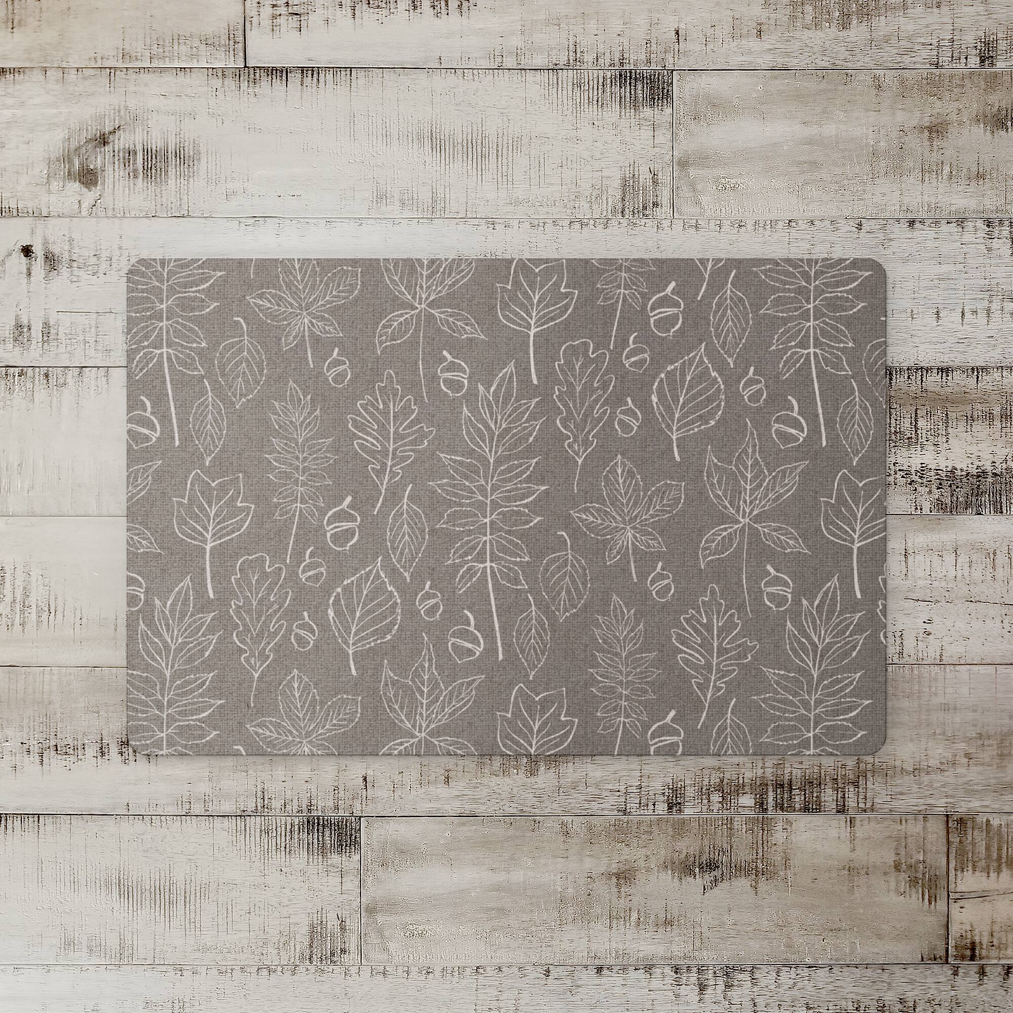 Gray Leaf Pattern Floor Mat