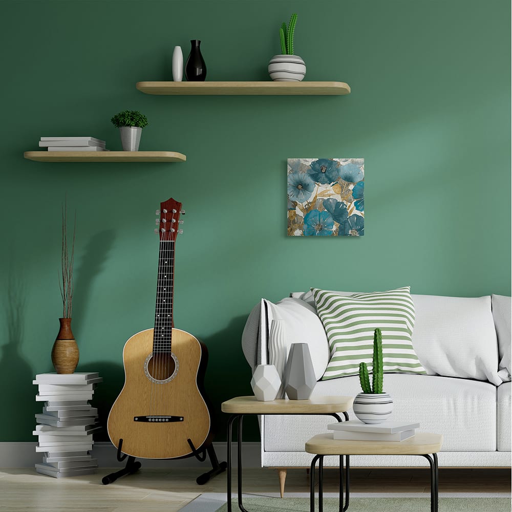 Stupell Industries Elegant Blue Florals Abstract Glam Flowers Canvas Wall Art