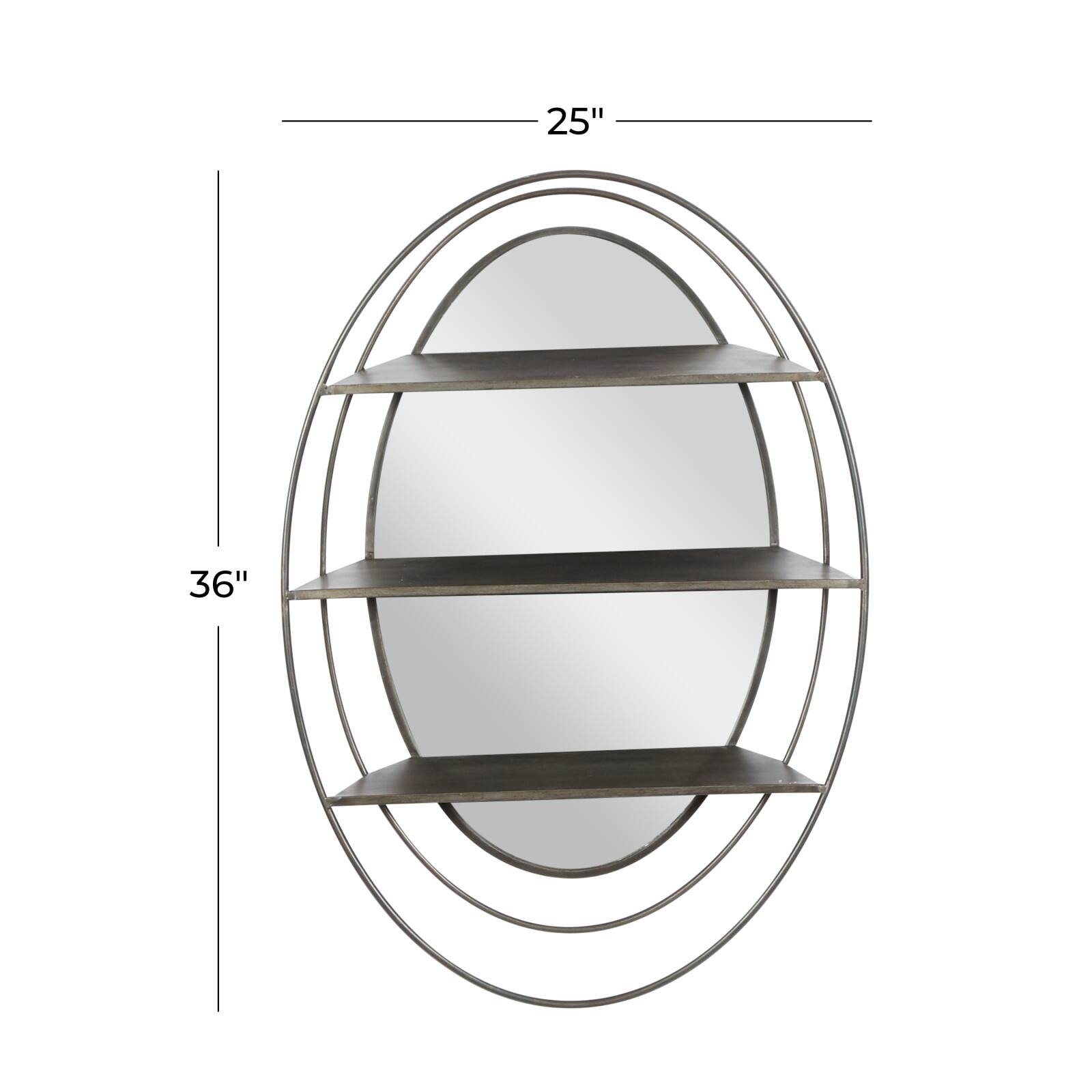 Silver Metal Modern Wall Mirror, 36" x 25" x 6"