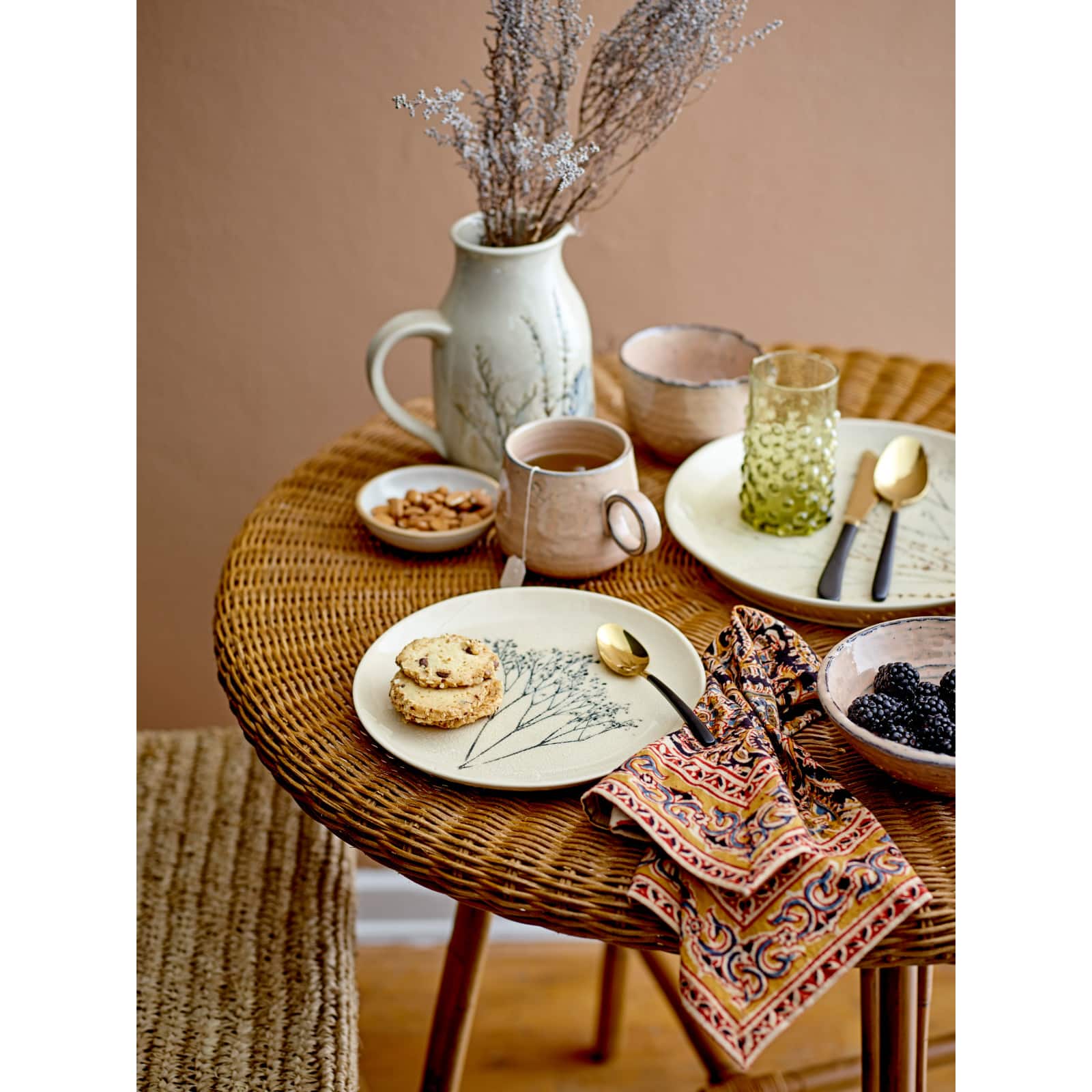 Hello Honey® 32oz. Floral Reactive Crackle Glaze Stoneware Debossed Pitcher