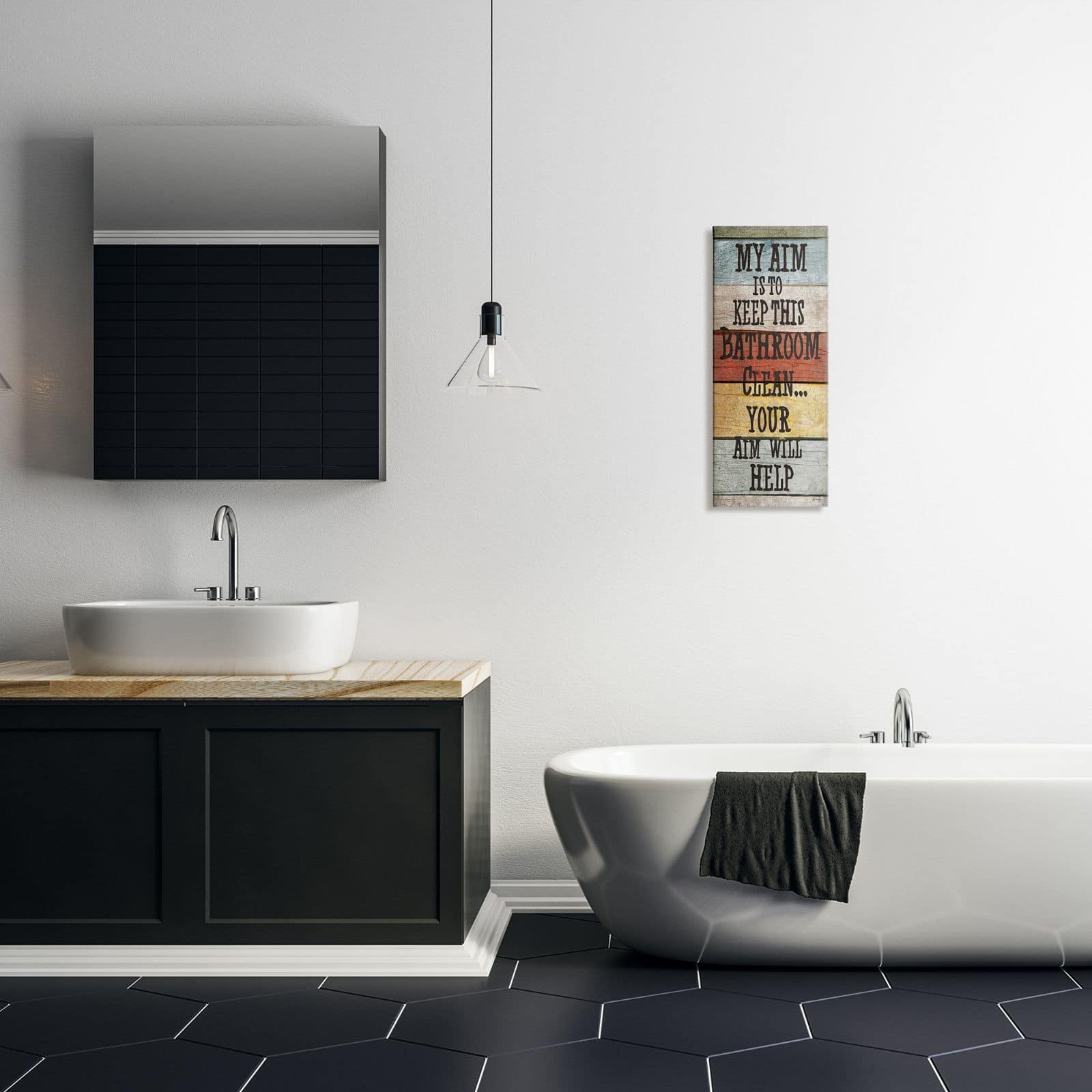 Stupell Industries My Aim Is To Keep This Room Clean ' Bathroom Canvas Wall Art