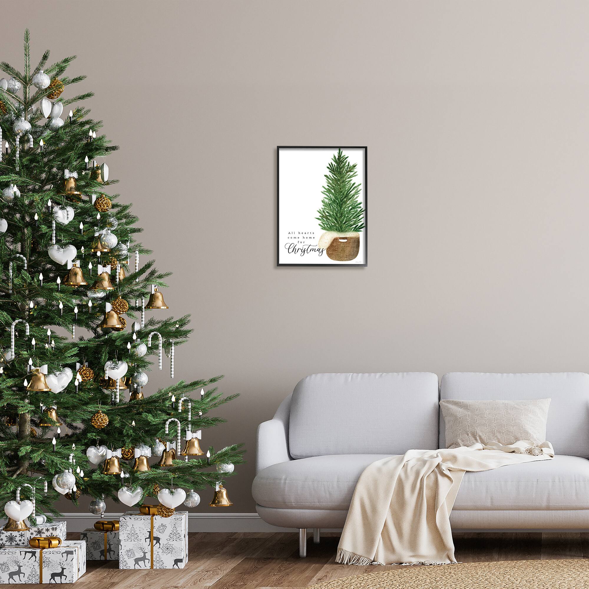 Stupell Industries All Hearts Home For Christmas Phrase Framed Giclee Art