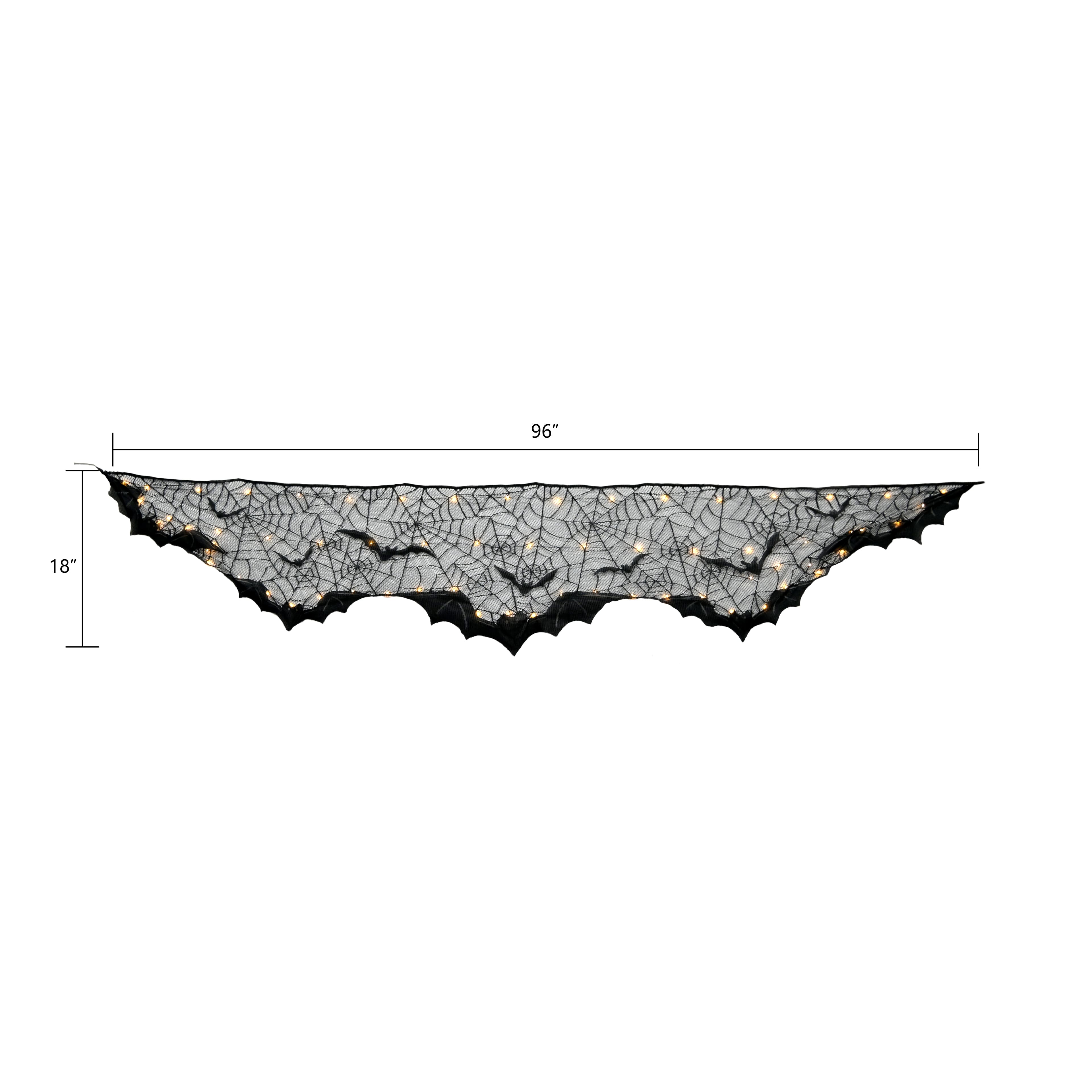 96" Spiderweb & Bats LED Lighted Mantel Scarf by Ashland®