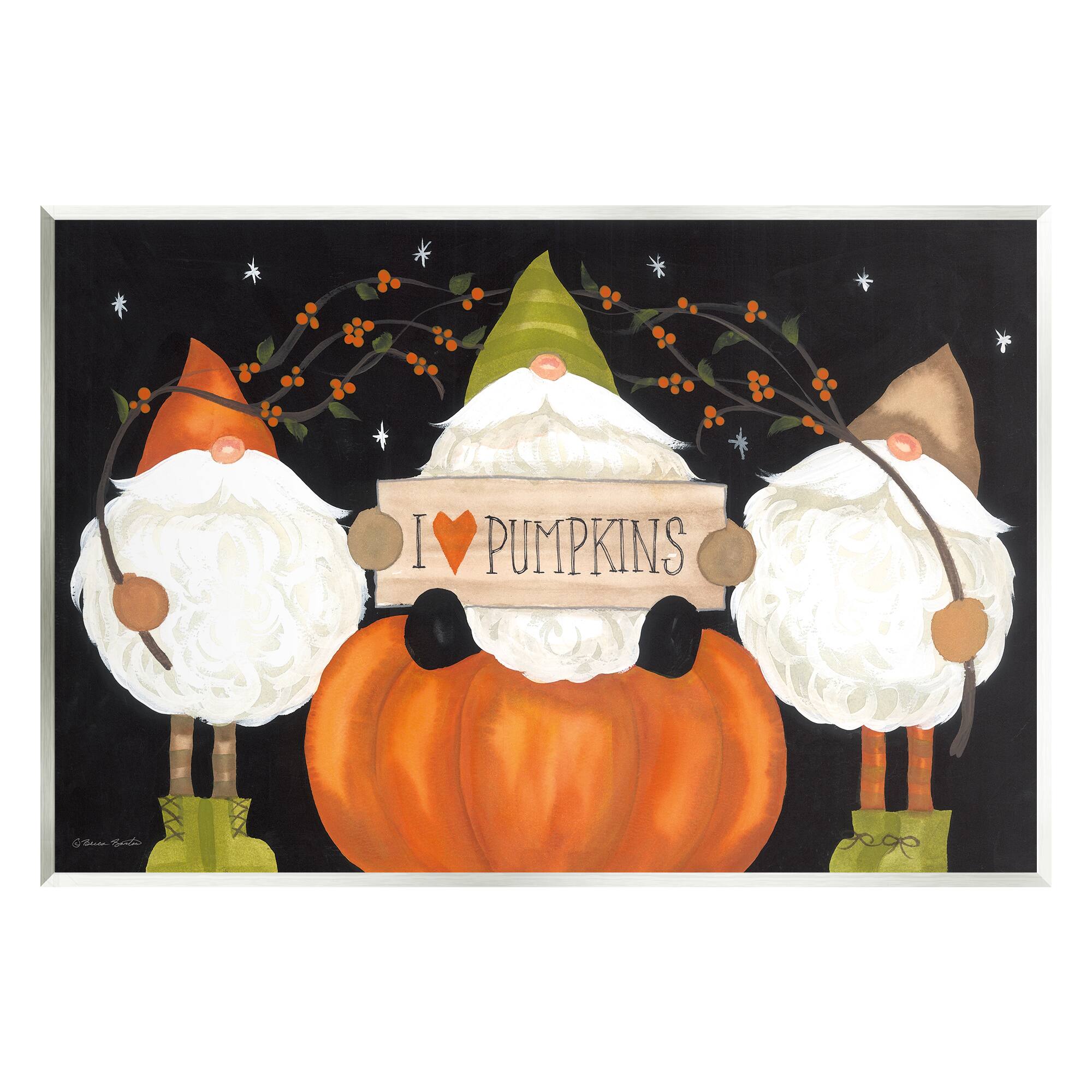 Stupell Industries I Love Pumpkins Seasonal Gnomes Wall Plaque Art