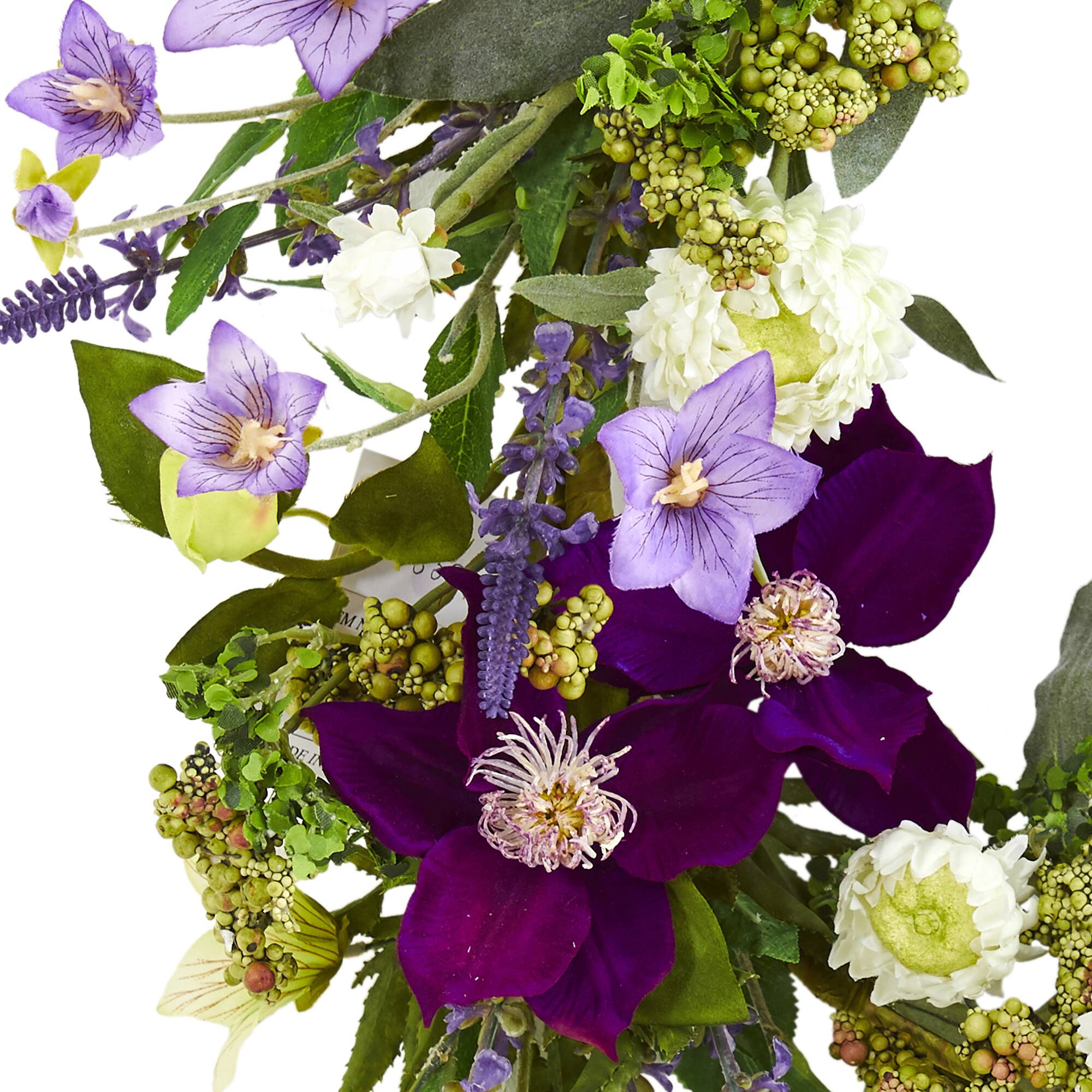 22'' Purple & White Mixed Flower Wreath