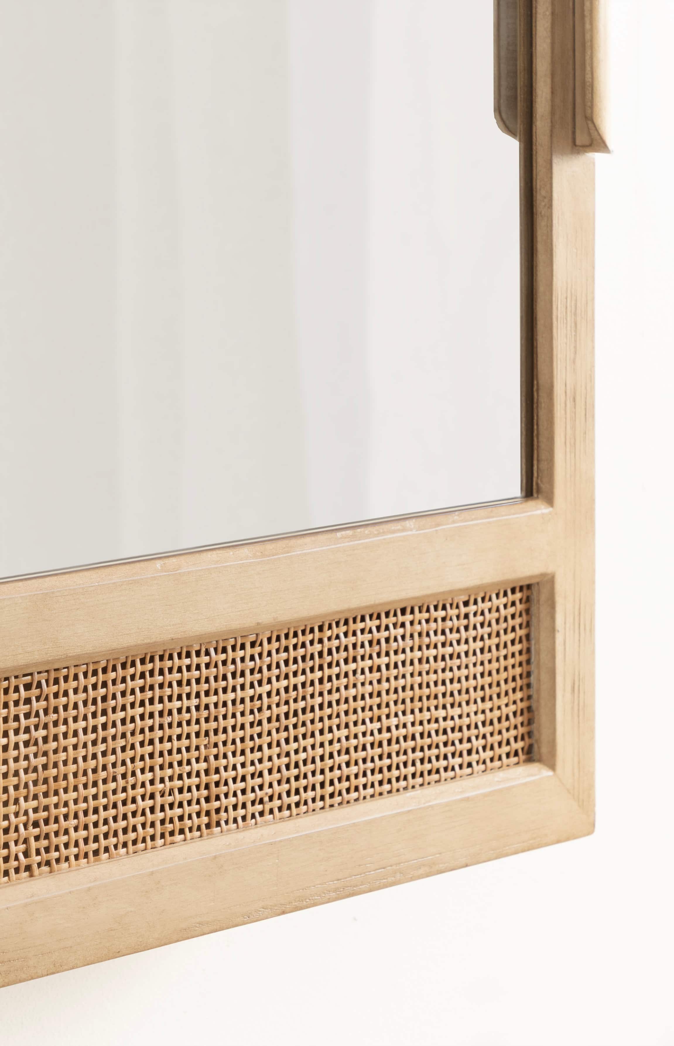Kate and Laurel Ori Rattan & Wood Mirror Vanity Cabinet